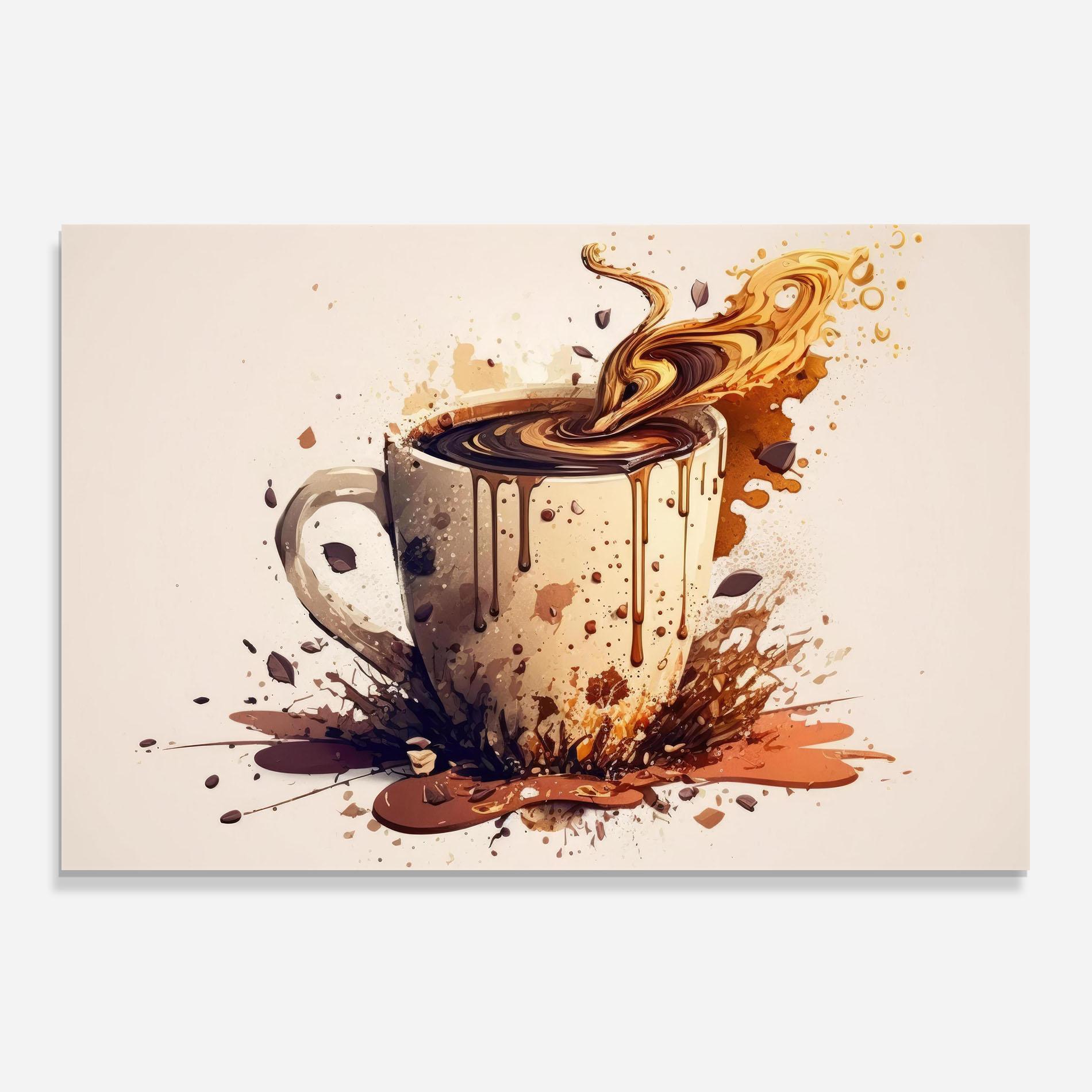 Küchenrückwand Glas Watercolor Cappuccino mockup 0