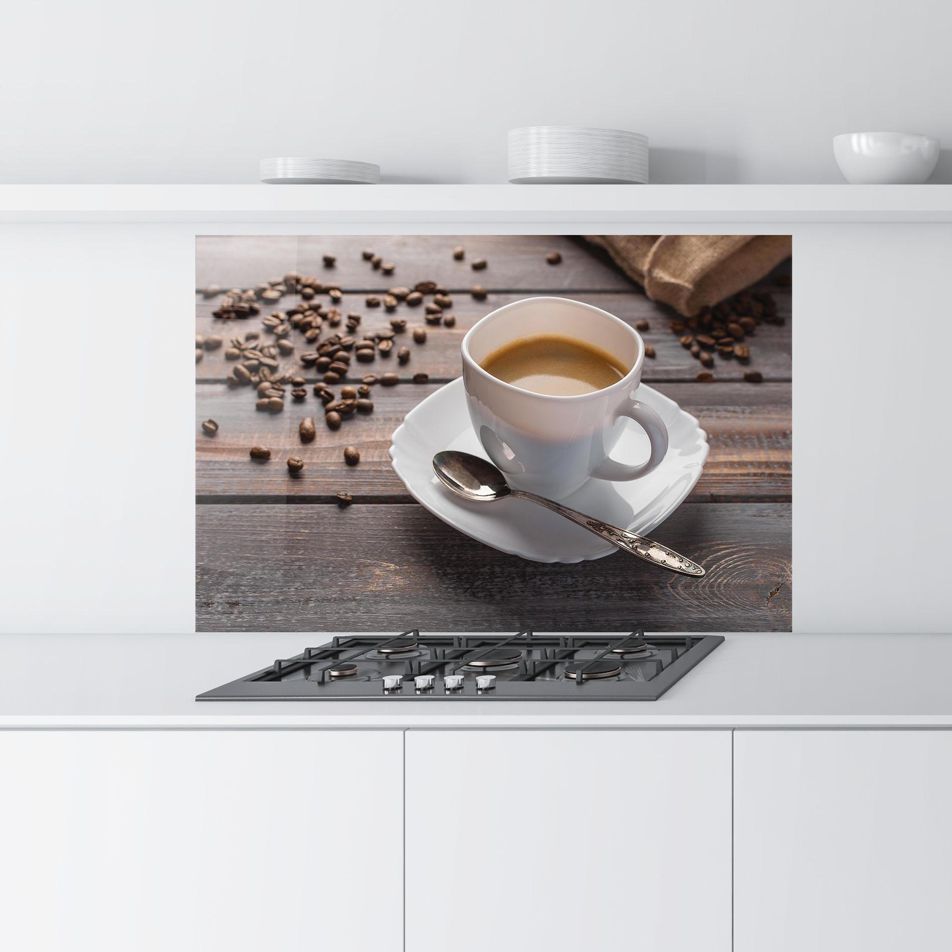 Küchenrückwand Glas Aroma Coffee mockup 9