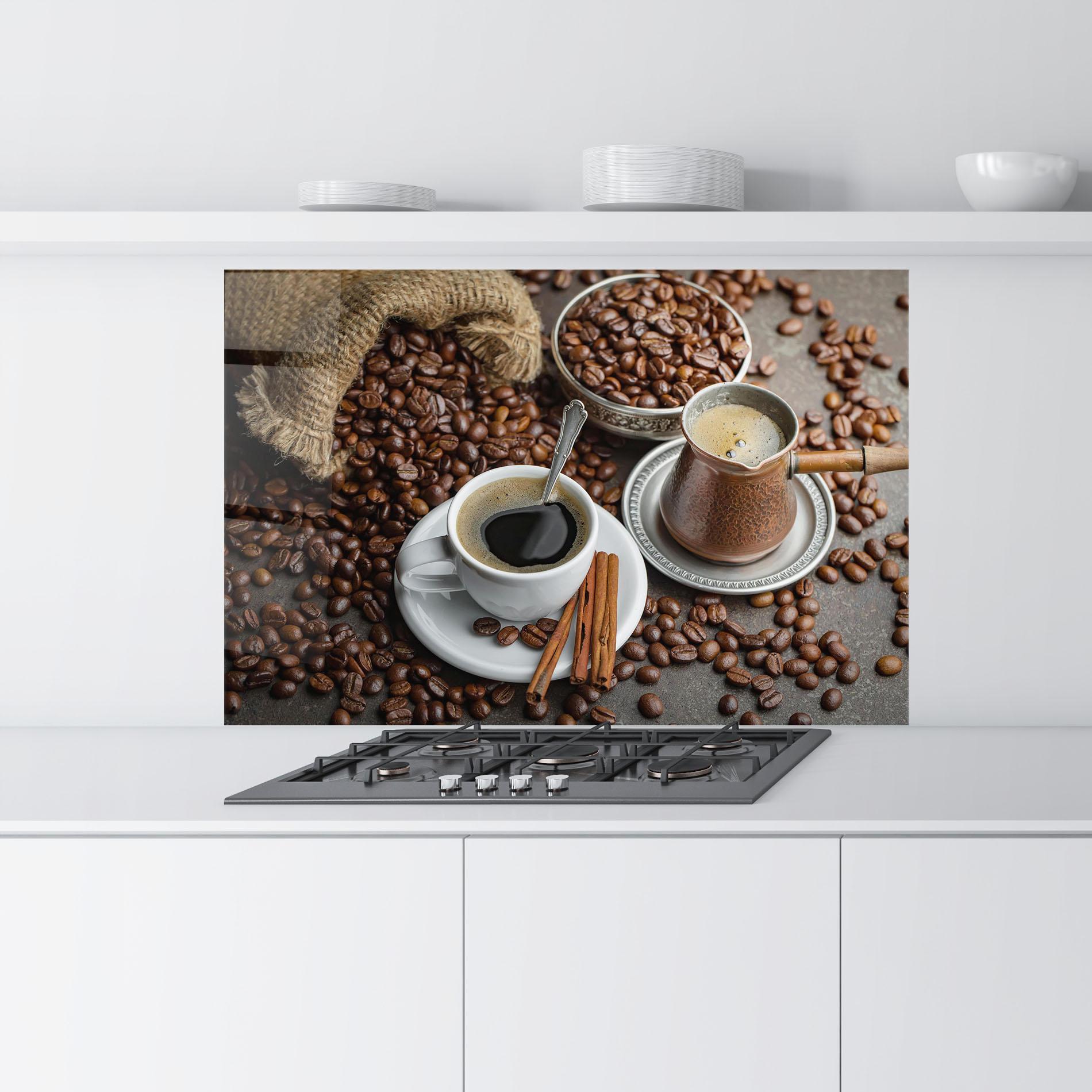 Küchenrückwand Glas Black Coffee Bean mockup 9