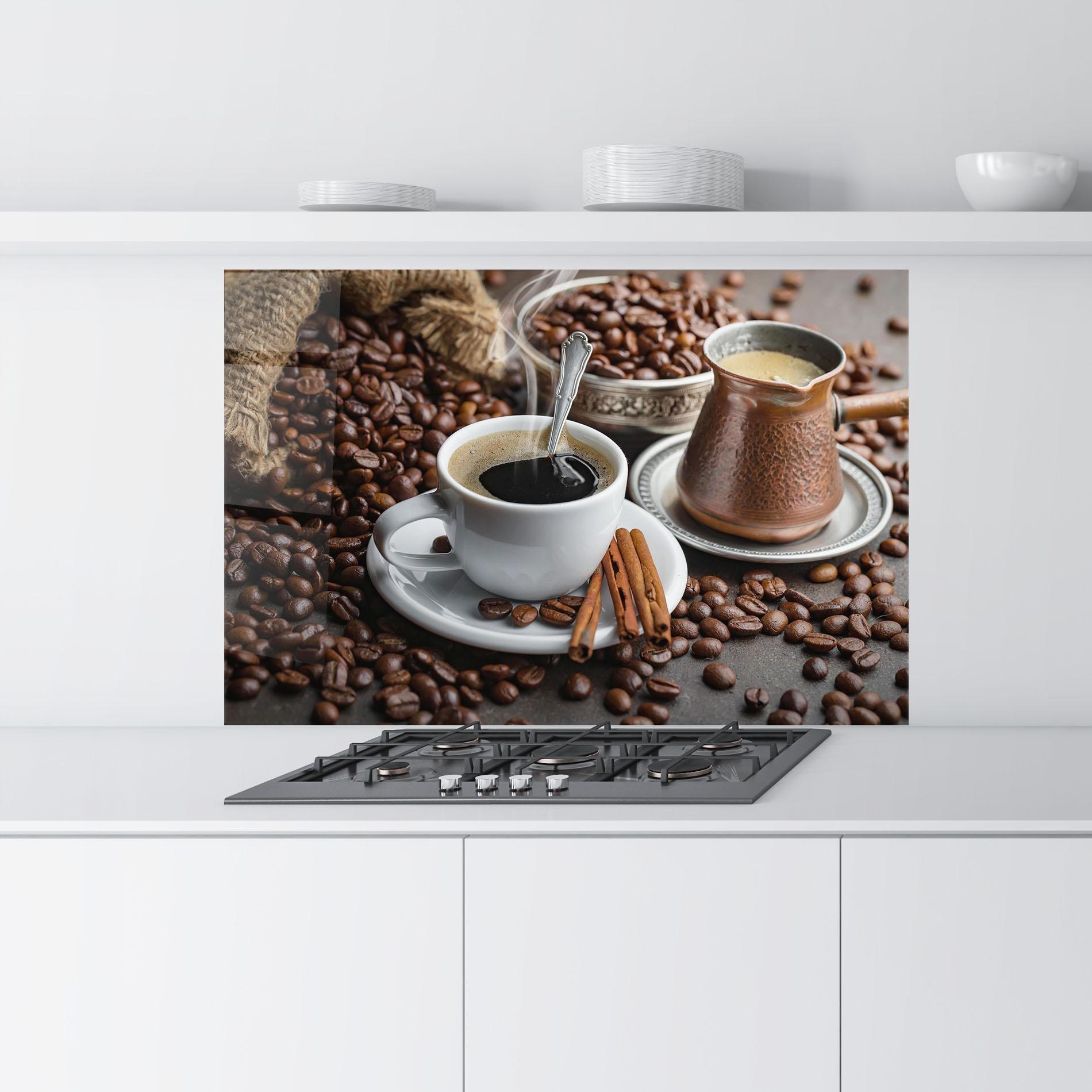 Küchenrückwand Glas Black Coffee Beans mockup 9