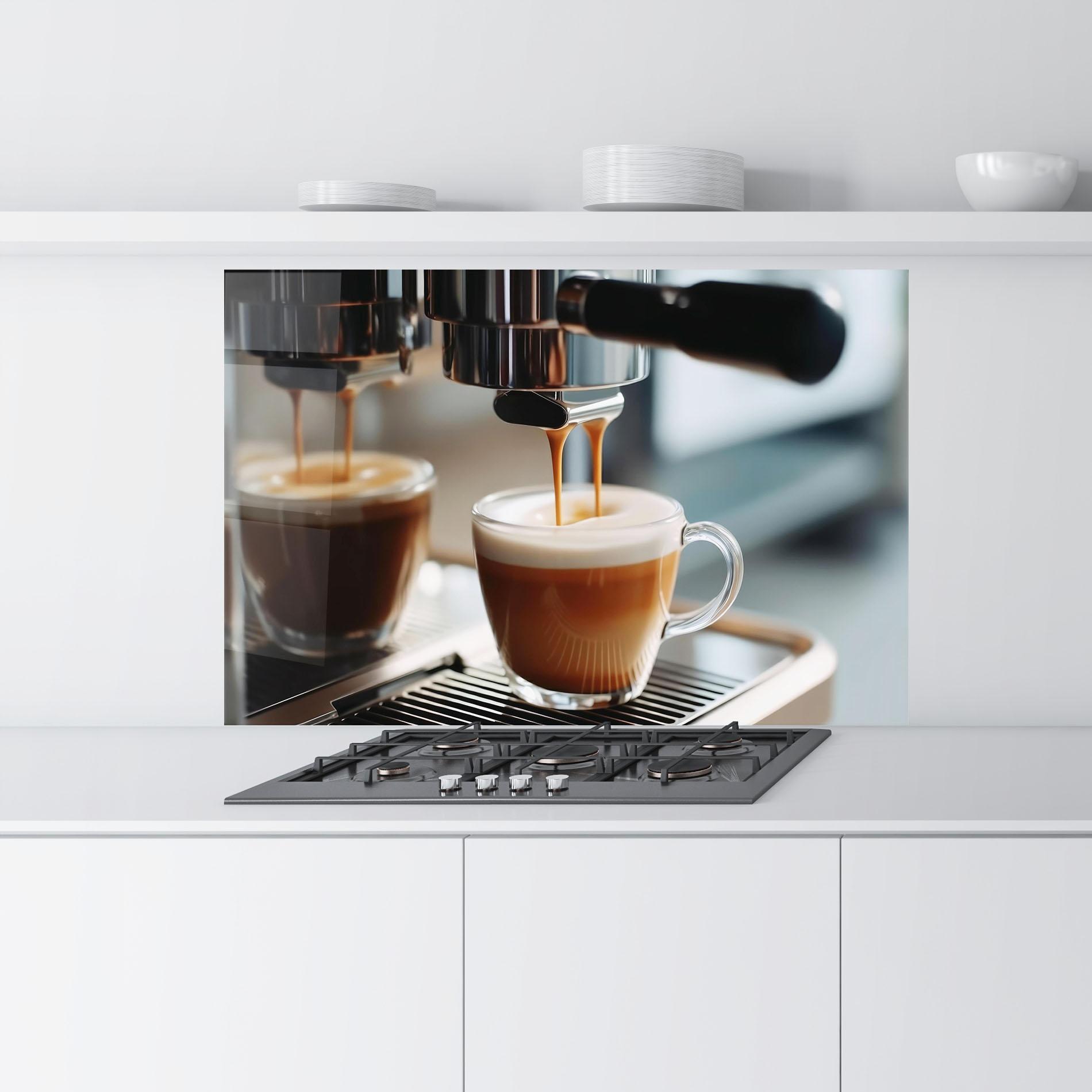 Küchenrückwand Glas Close Up Coffee Machine mockup 9