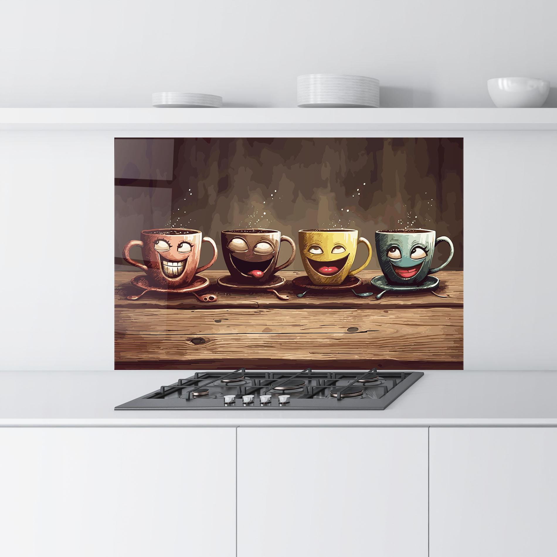 Küchenrückwand Glas Coffee Faces mockup 9