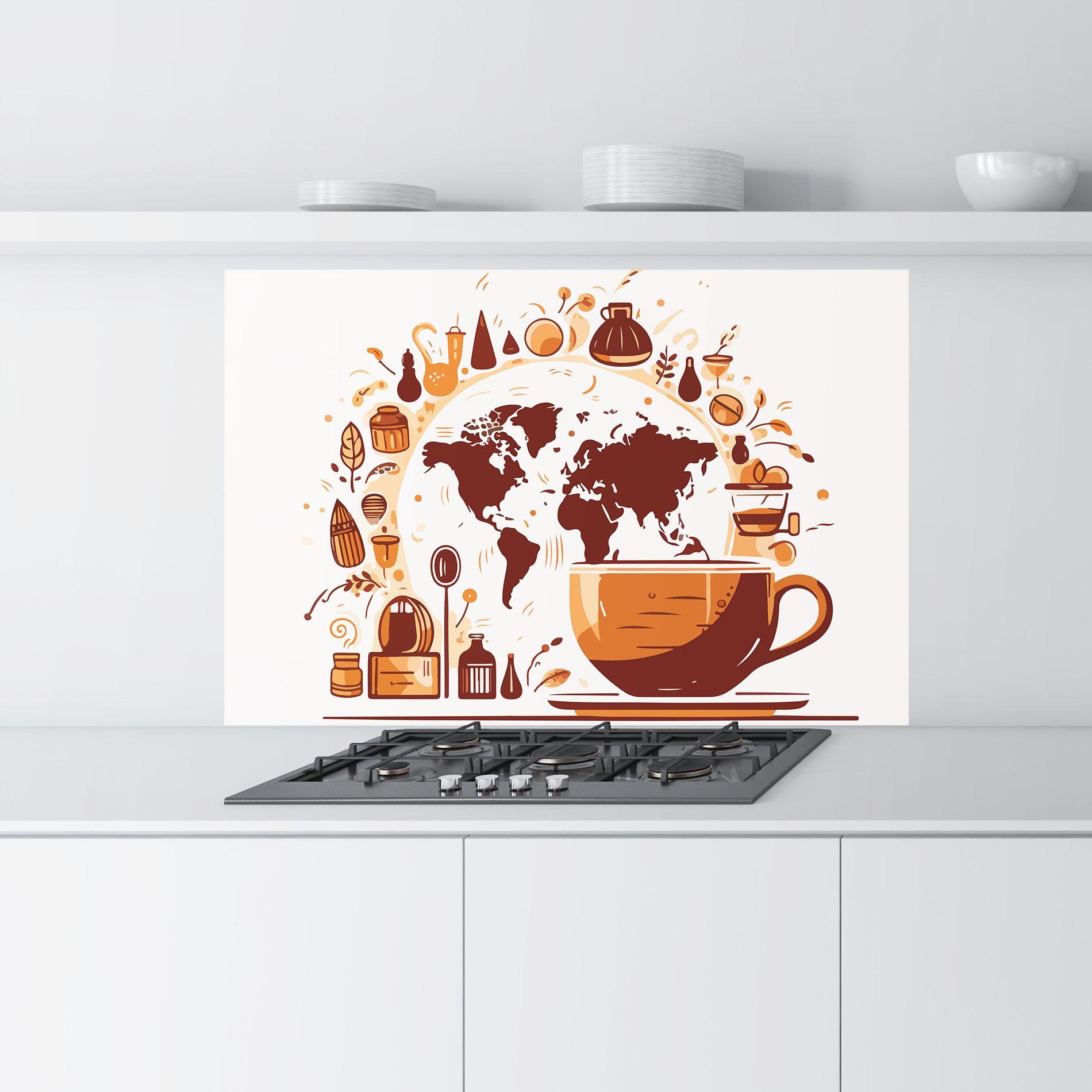 Küchenrückwand Glas Coffee Map mockup 9