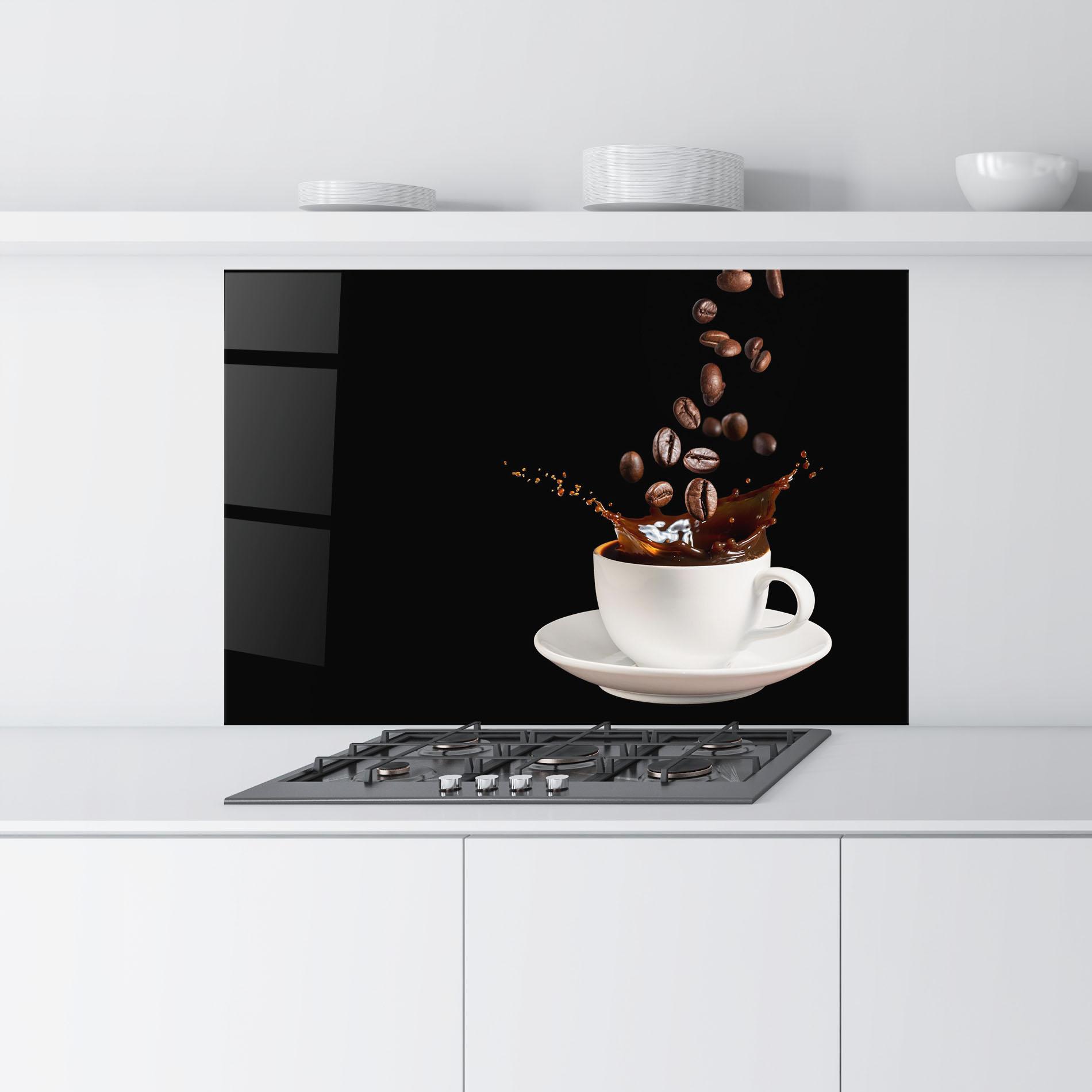 Küchenrückwand Glas Coffee Splashes mockup 9