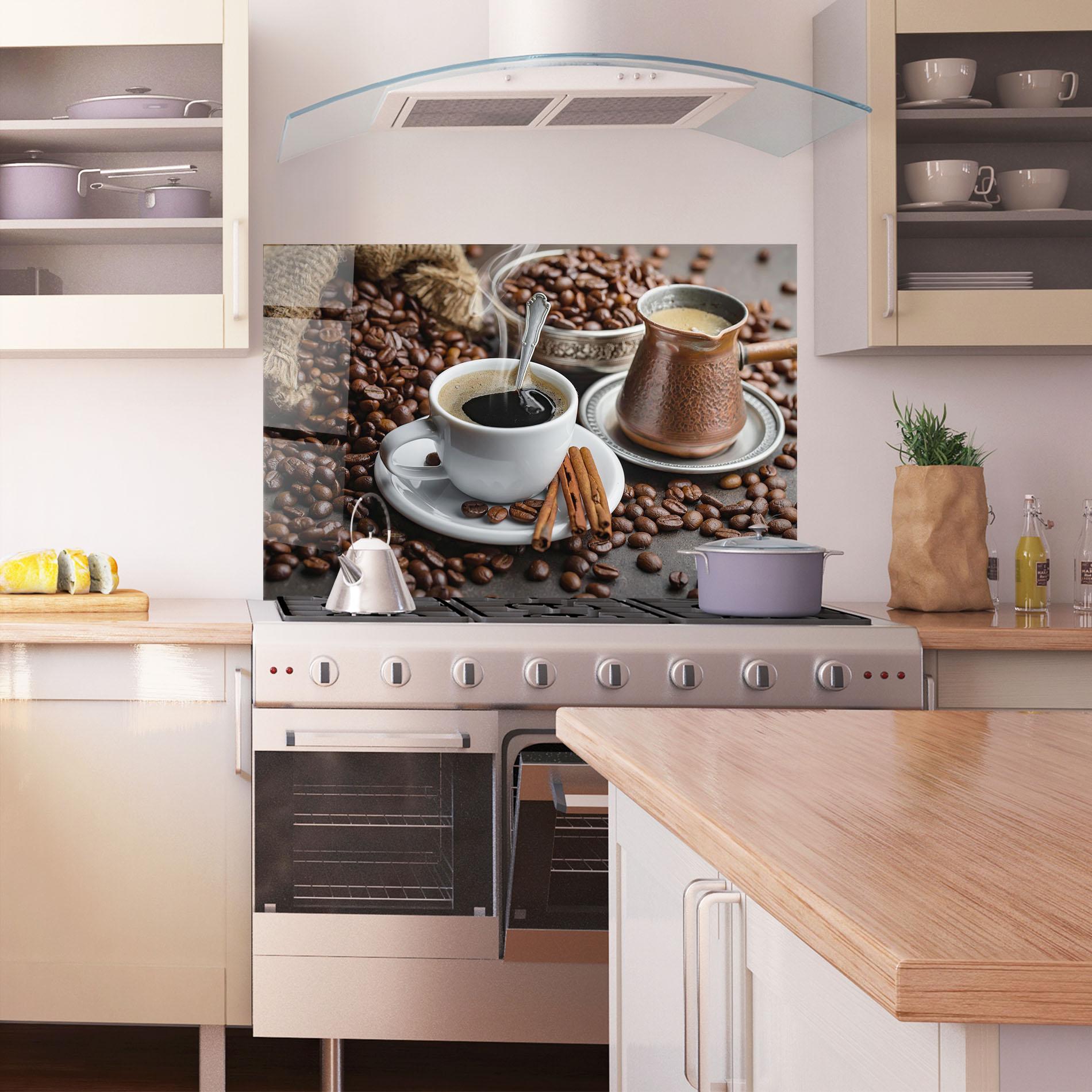Küchenrückwand Glas Black Coffee Beans mockup 1