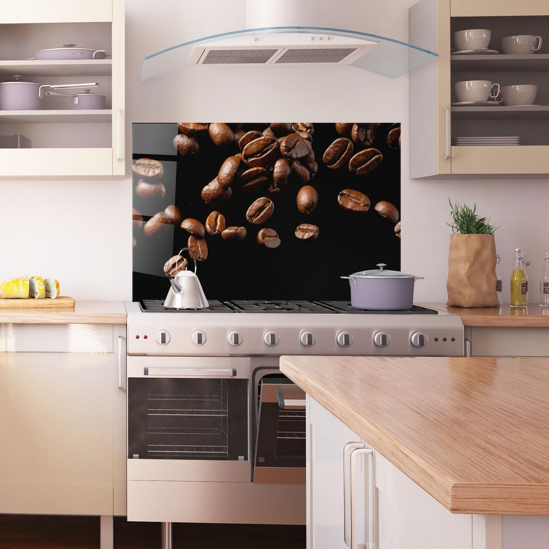 Küchenrückwand Glas Coffee Beans Floating mockup 1
