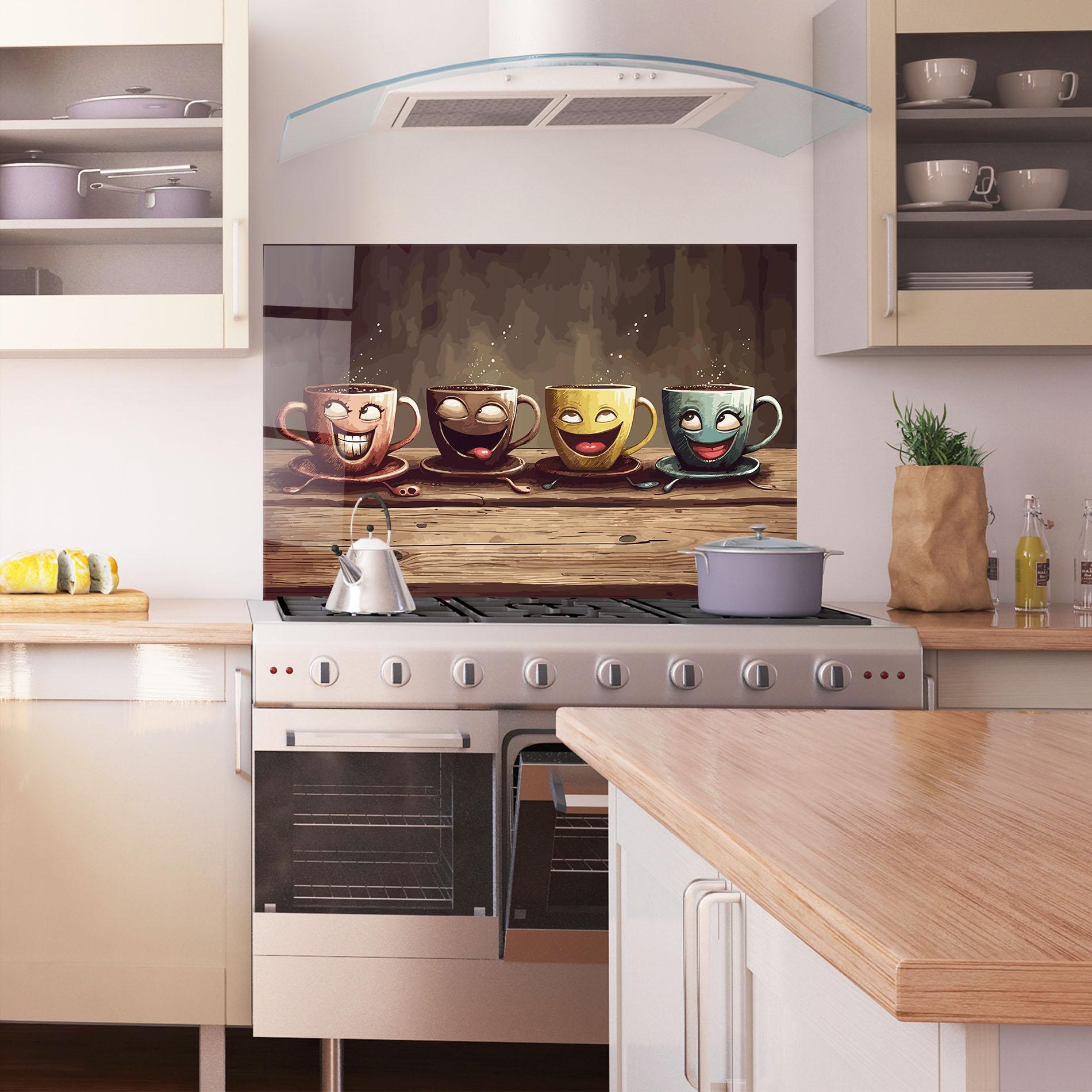Küchenrückwand Glas Coffee Faces mockup 1