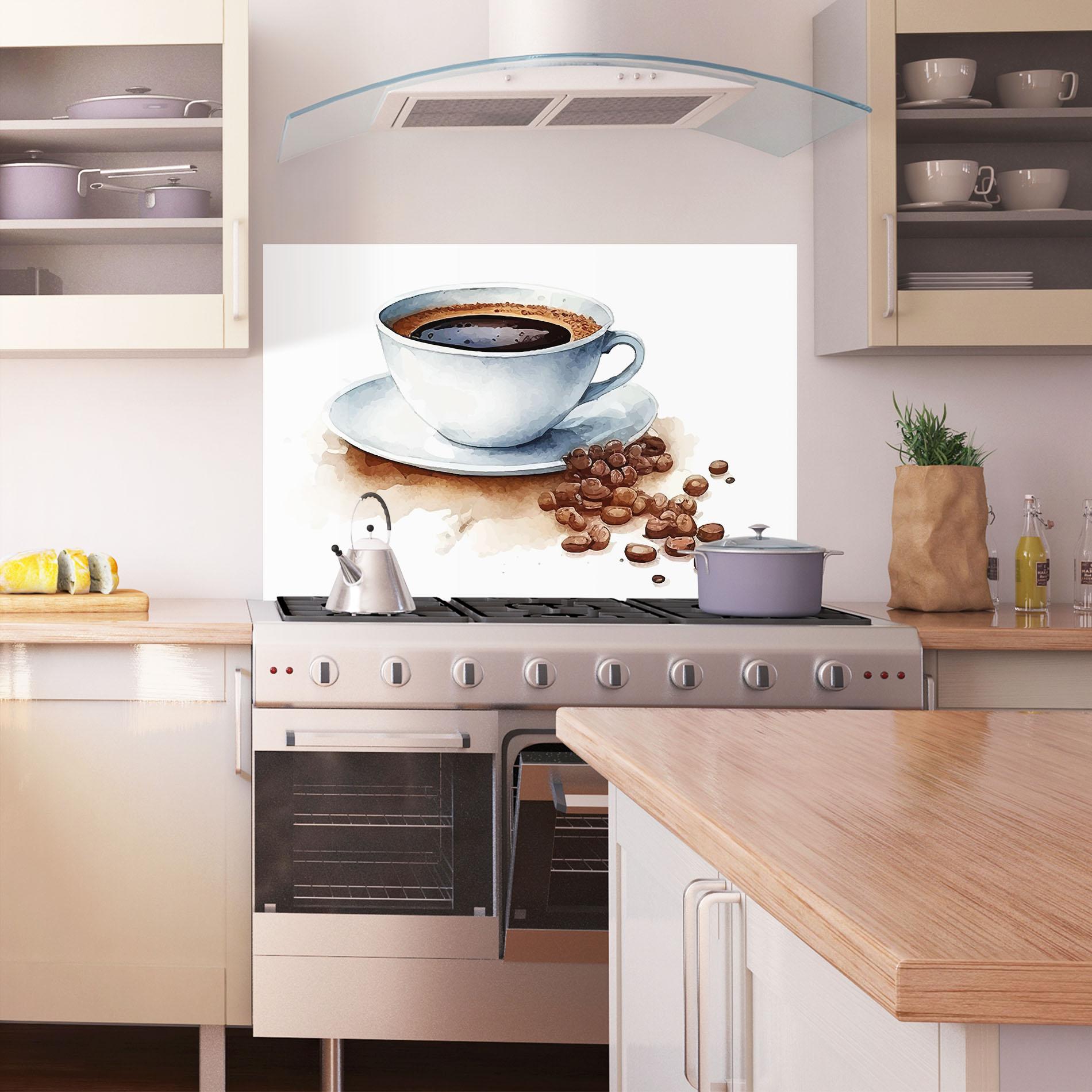 Küchenrückwand Glas Coffee Watercolor mockup 1
