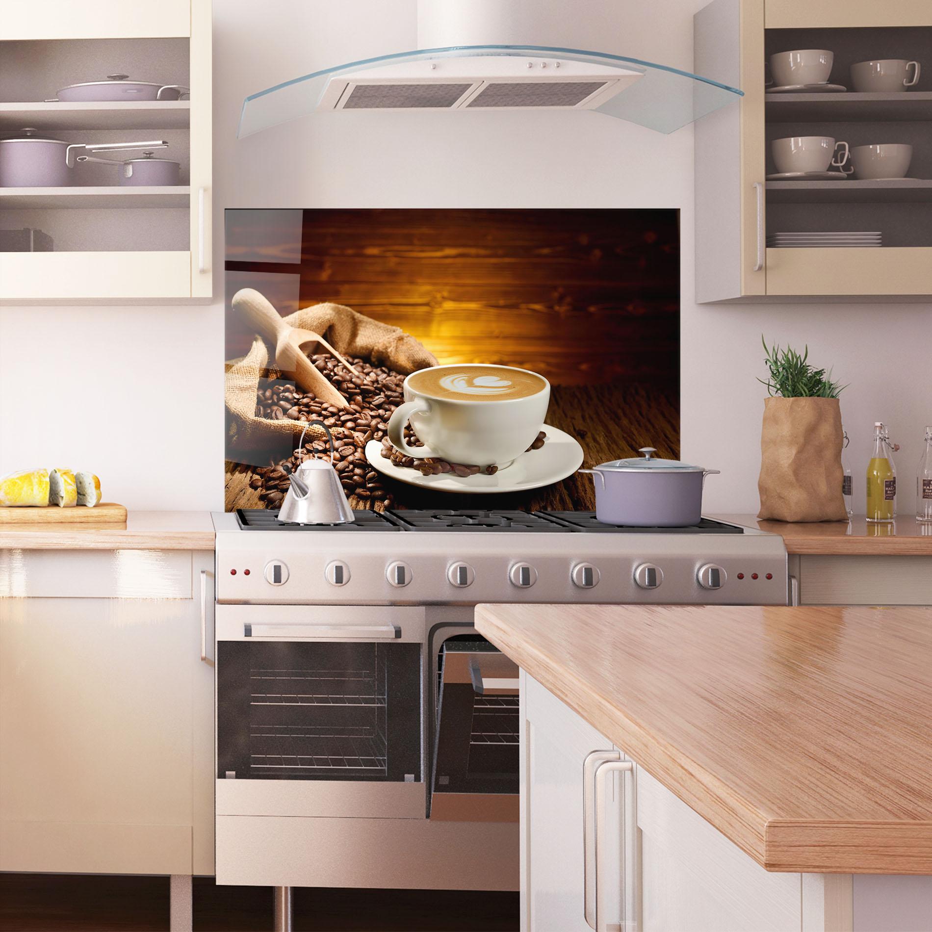 Küchenrückwand Glas Latte Coffee mockup 1