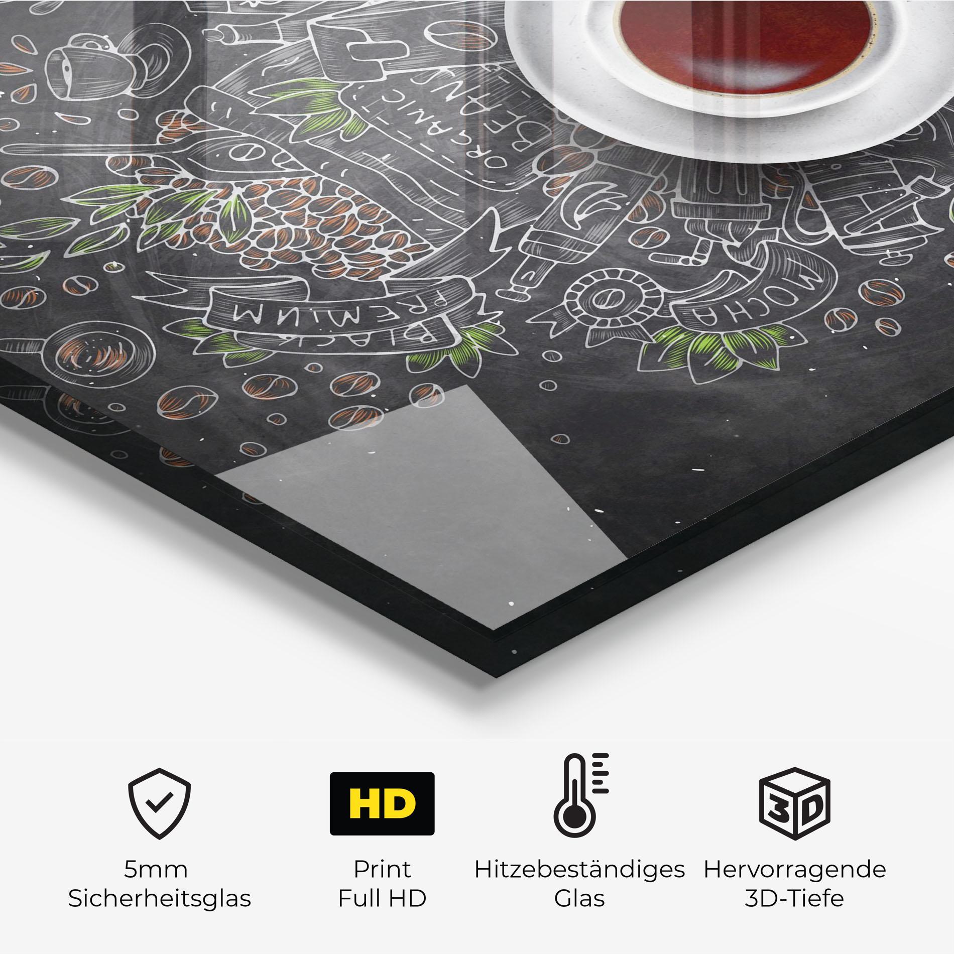 Küchenrückwand Glas Black Board Coffee mockup 2