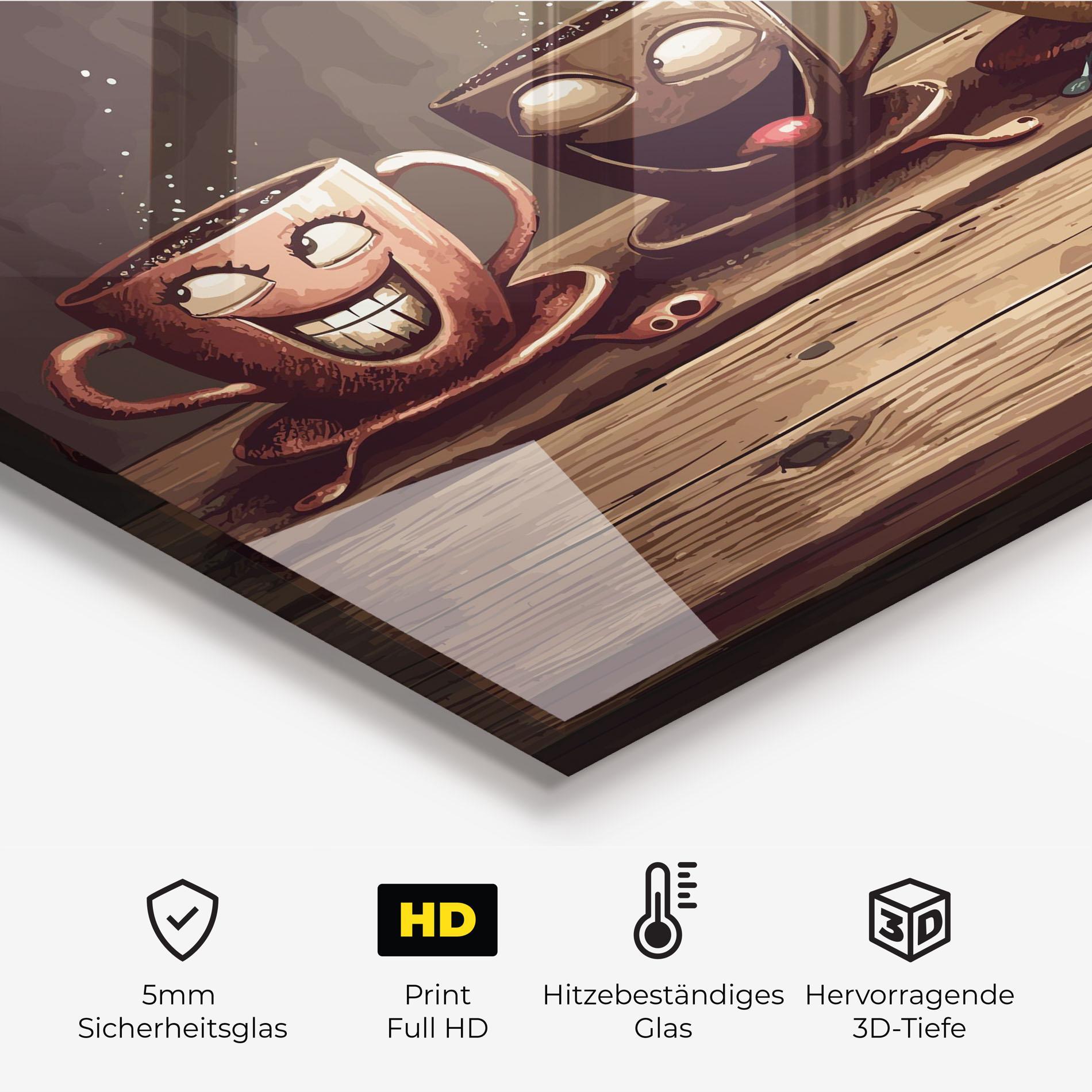 Küchenrückwand Glas Coffee Faces mockup 2