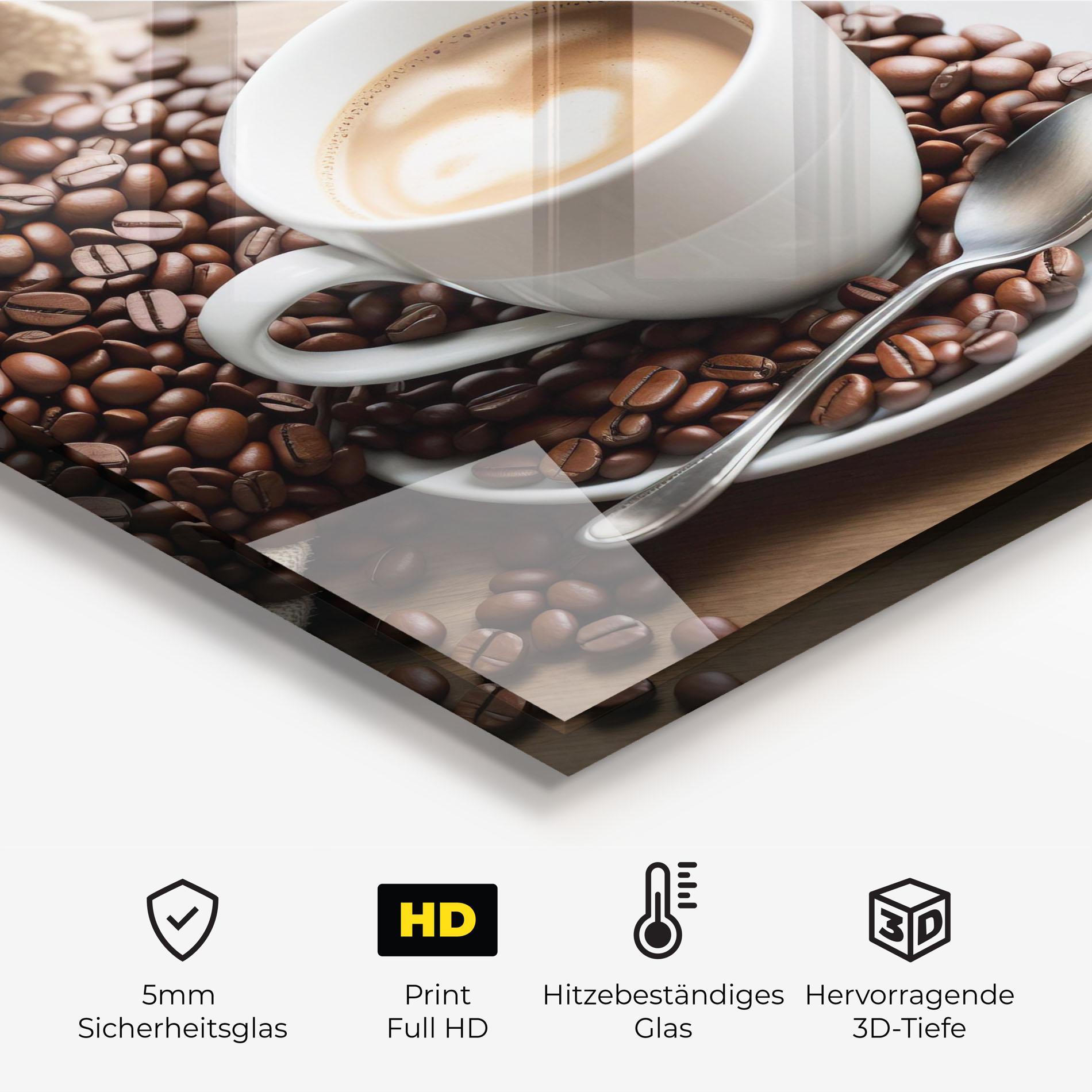 Küchenrückwand Glas Coffee On Table mockup 2