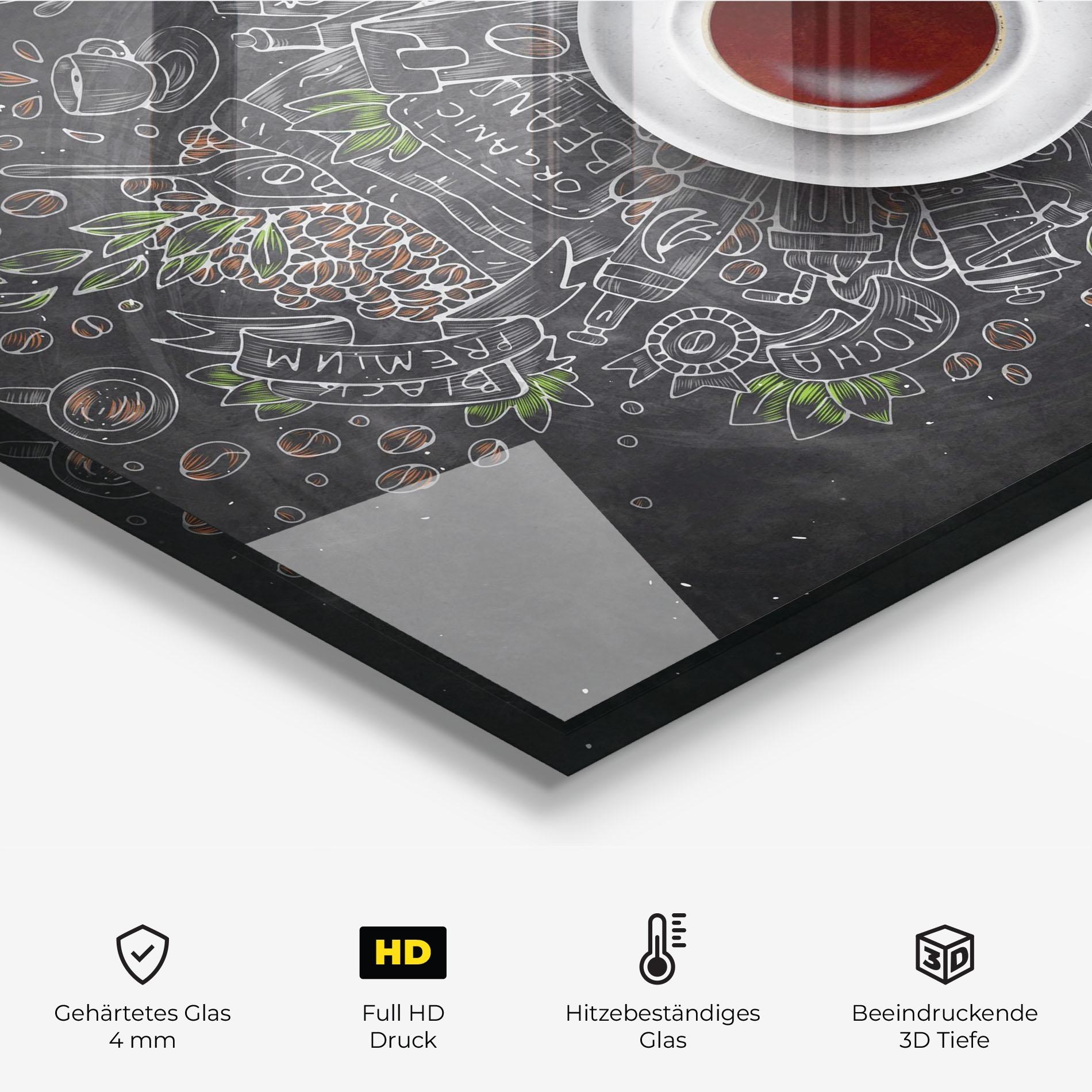 Küchenrückwand Glas Black Board Coffee mockup 2