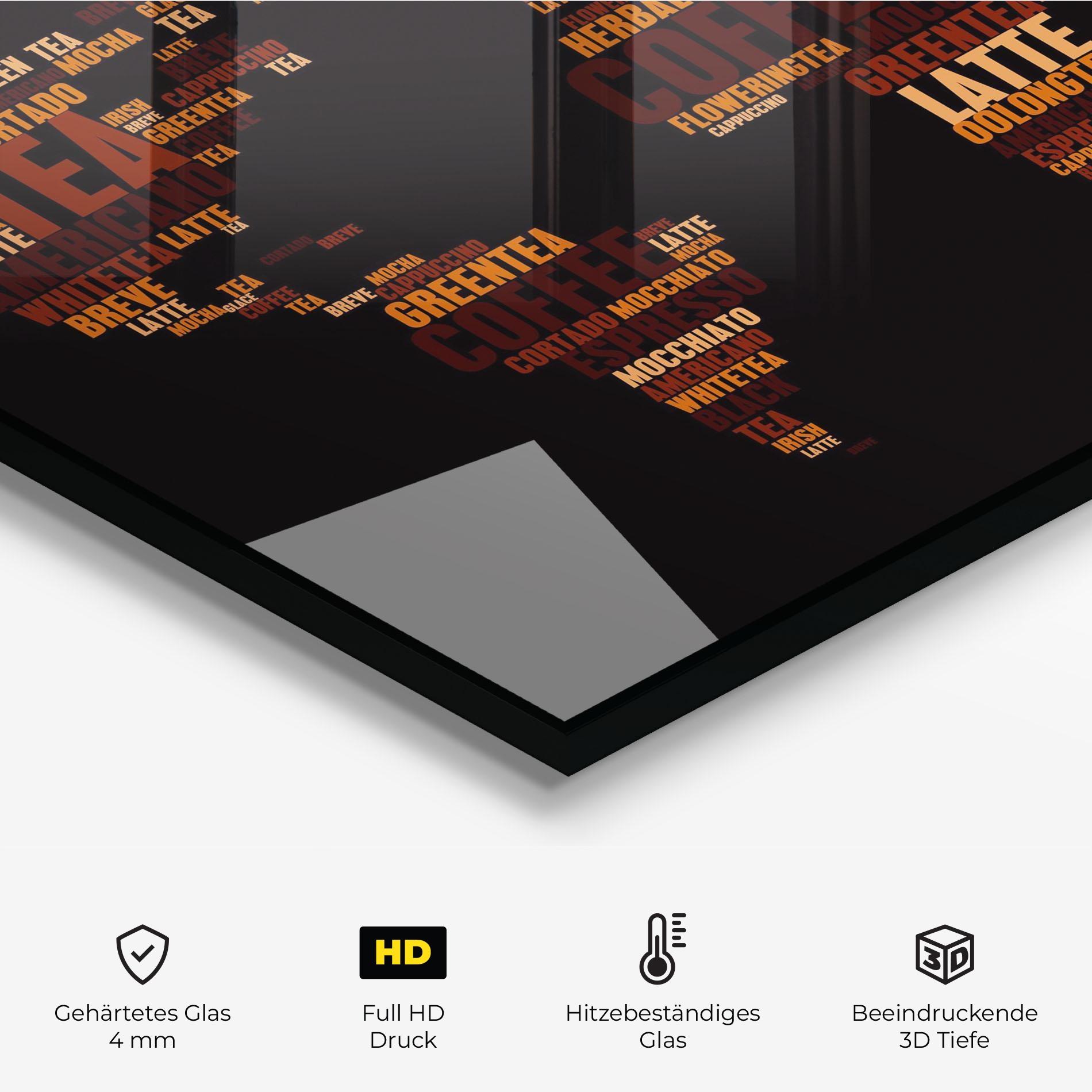 Küchenrückwand Glas Coffee Black Map mockup 2