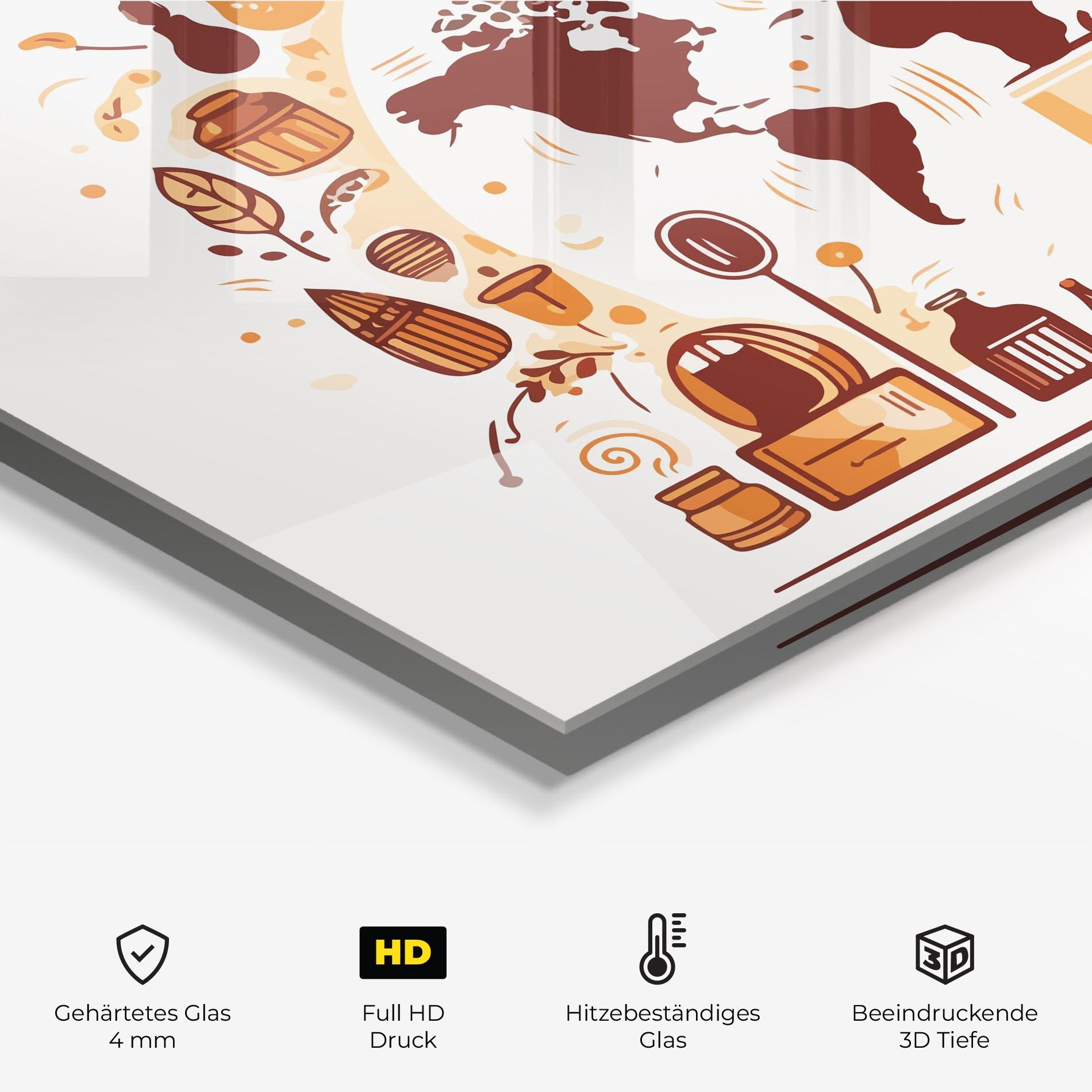 Küchenrückwand Glas Coffee Map mockup 2