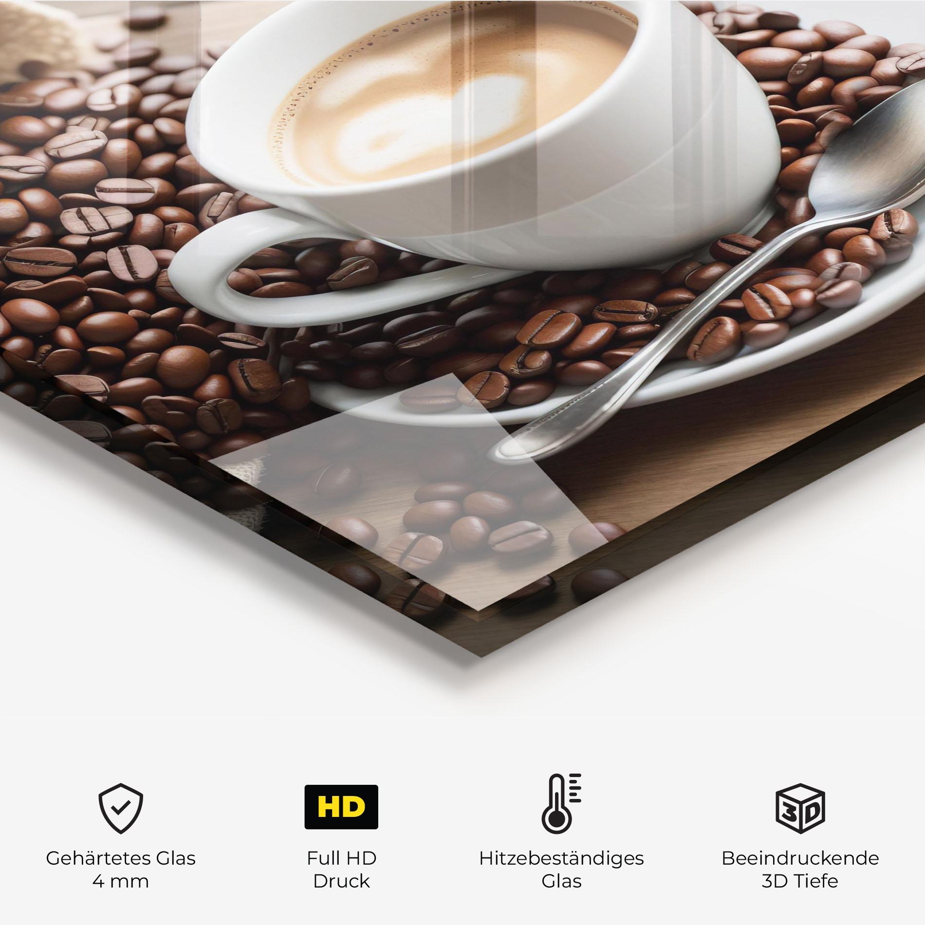 Küchenrückwand Glas Coffee On Table mockup 2