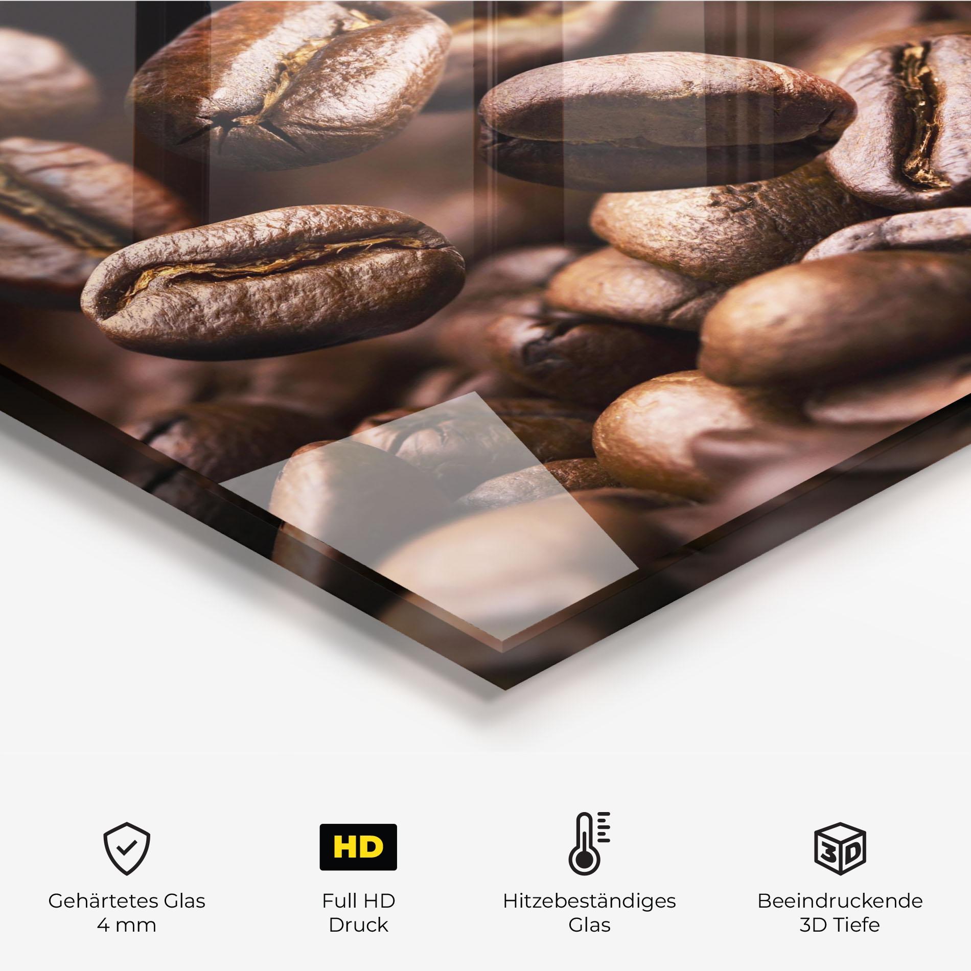 Küchenrückwand Glas Falling Coffee Beans mockup 2