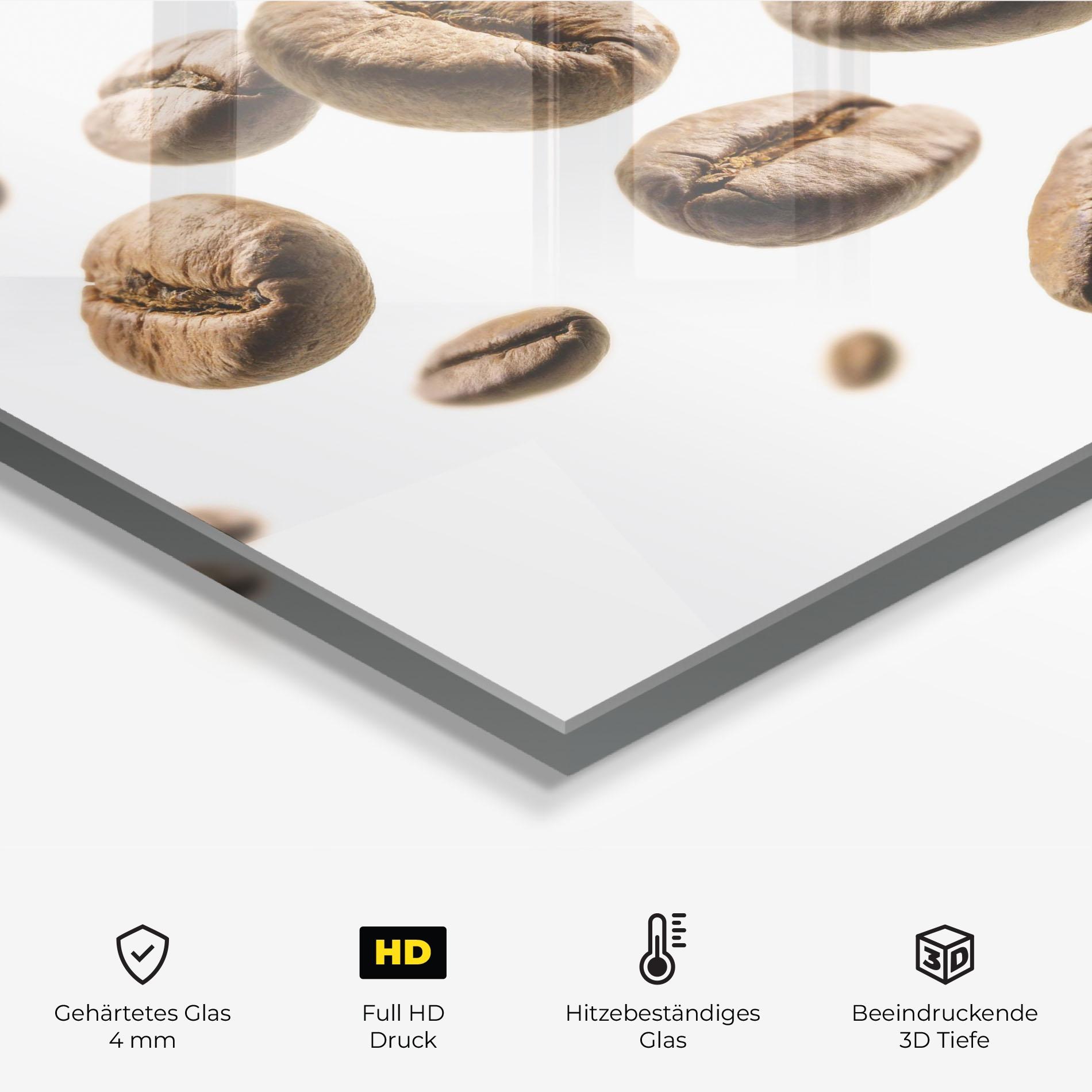 Küchenrückwand Glas Floating Coffee Beans mockup 2