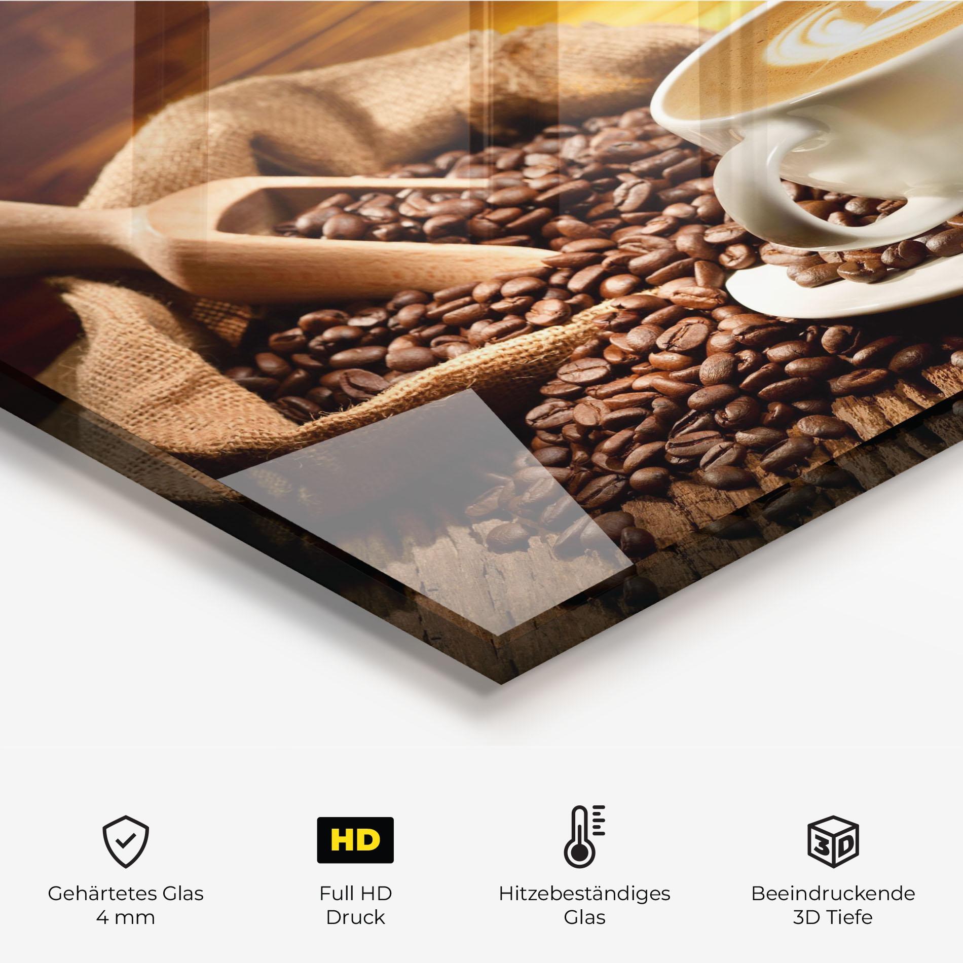 Küchenrückwand Glas Latte Coffee mockup 2