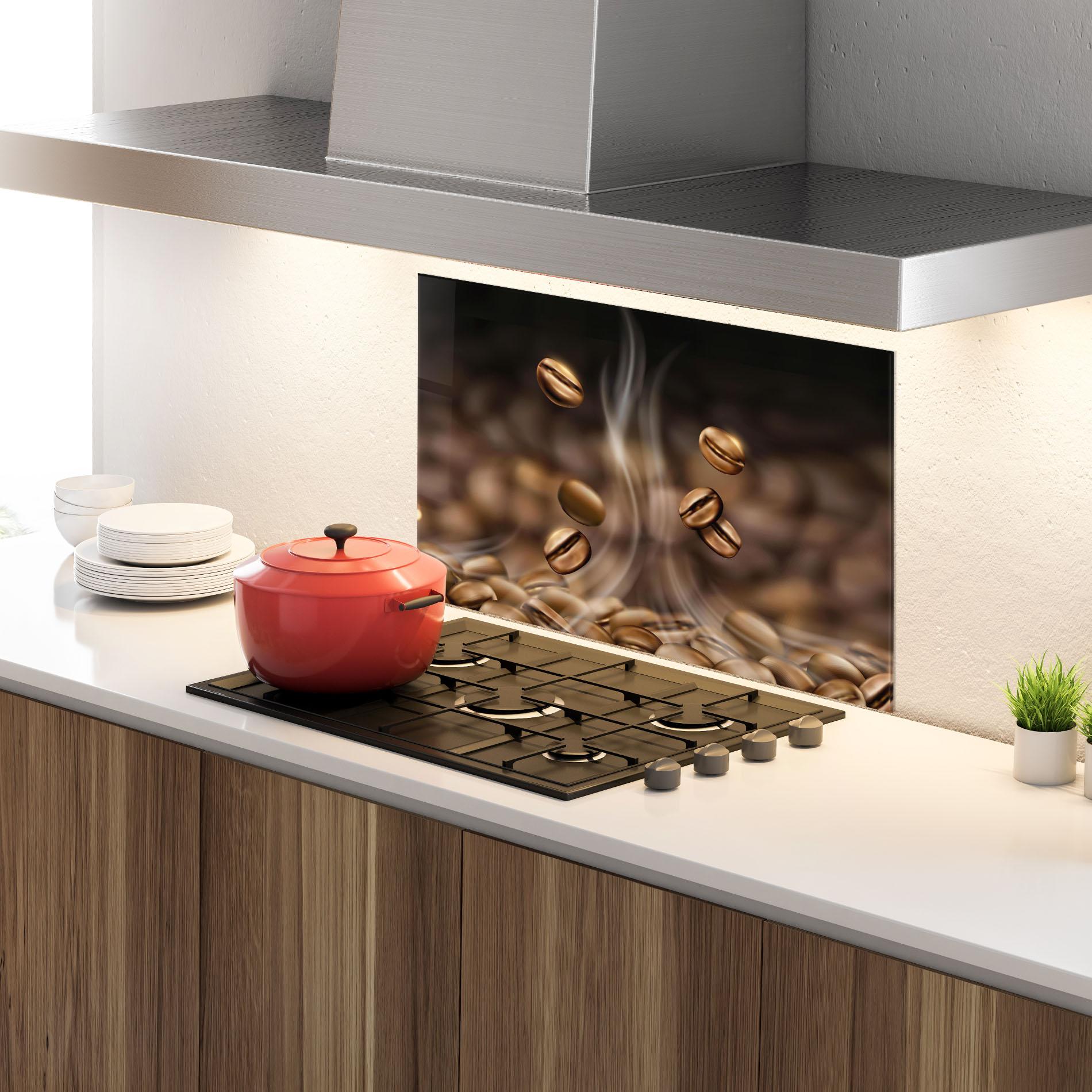 Küchenrückwand Glas Coffee Smoke mockup 4