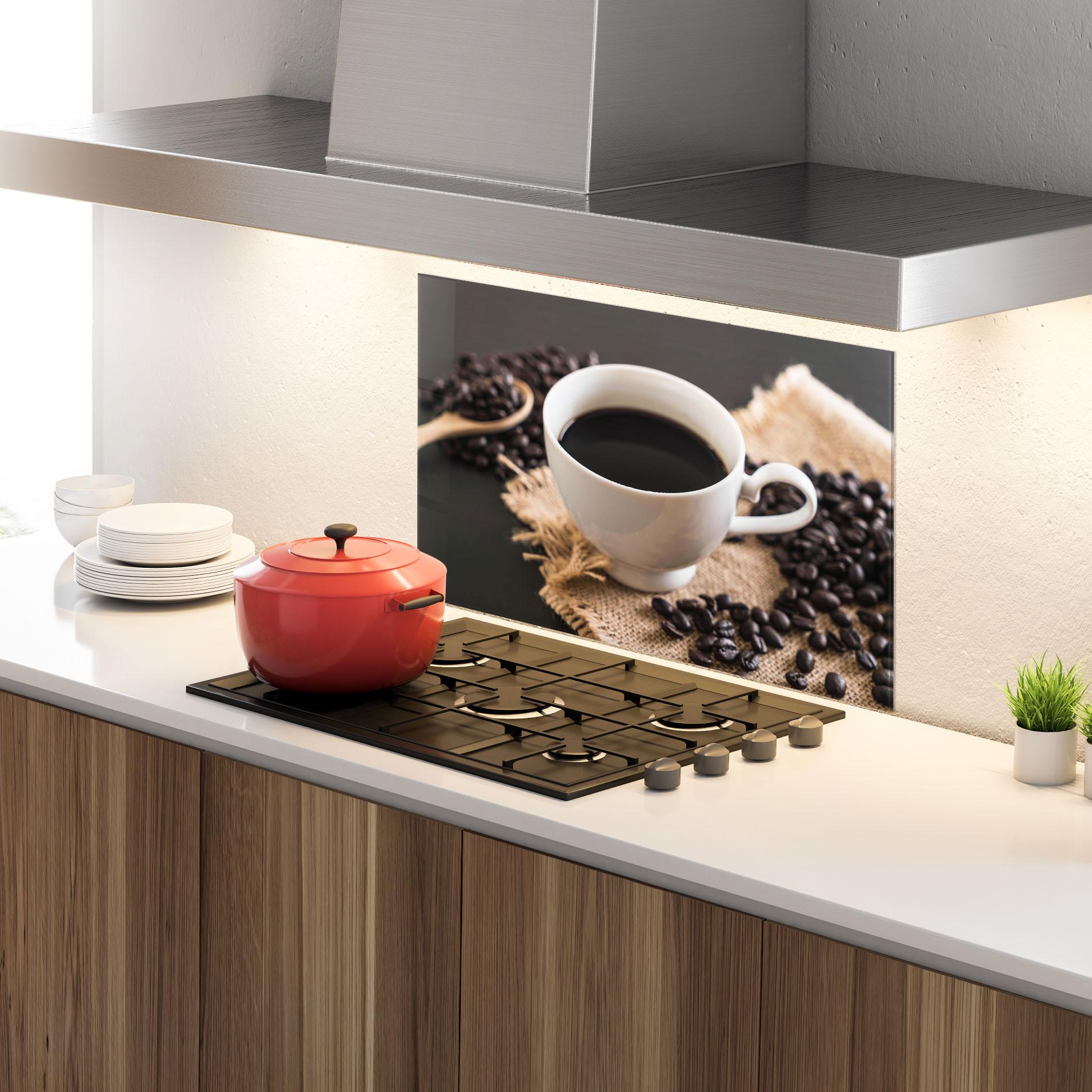 Küchenrückwand Glas Dark Beans Coffee mockup 4