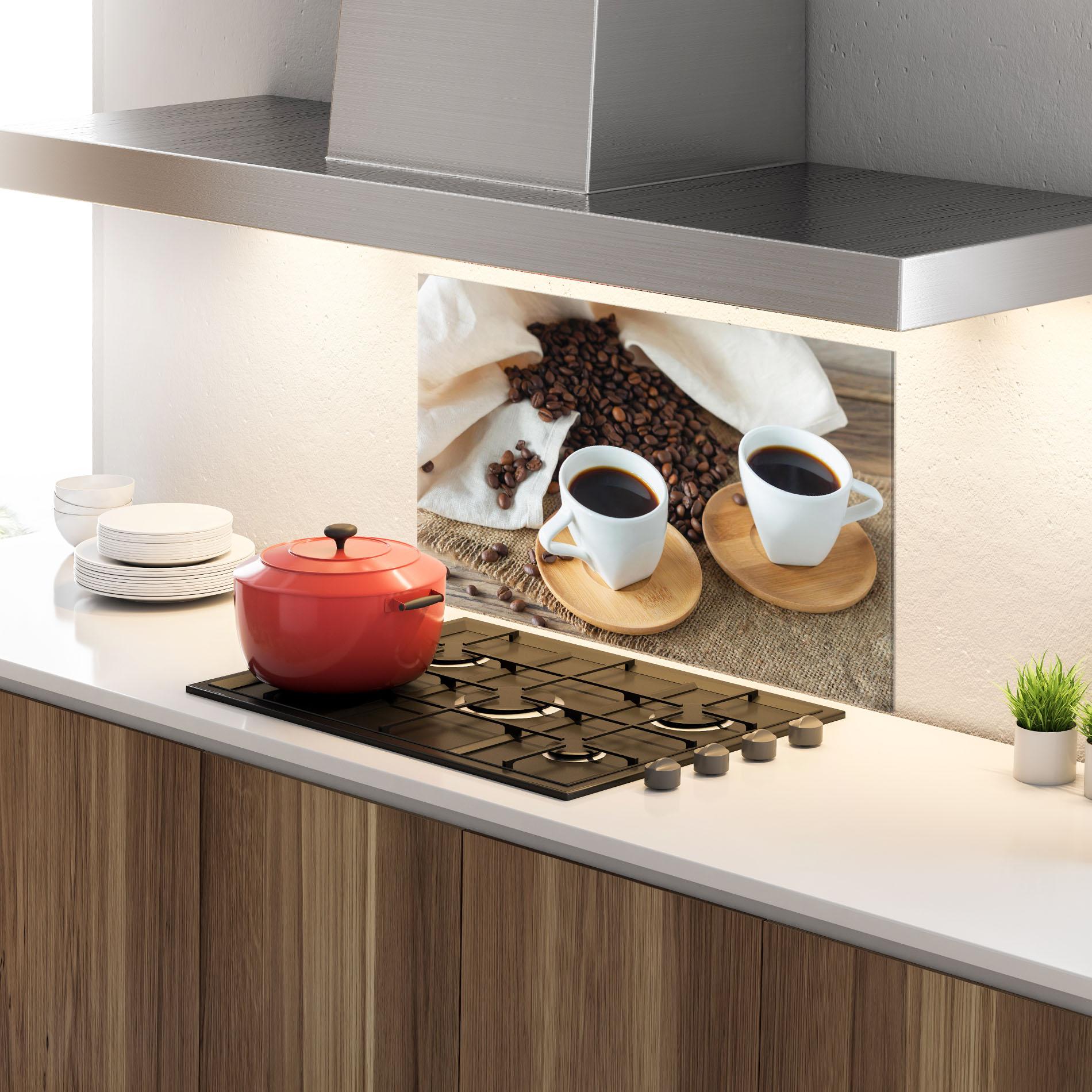 Küchenrückwand Glas Fresh Espresso mockup 4