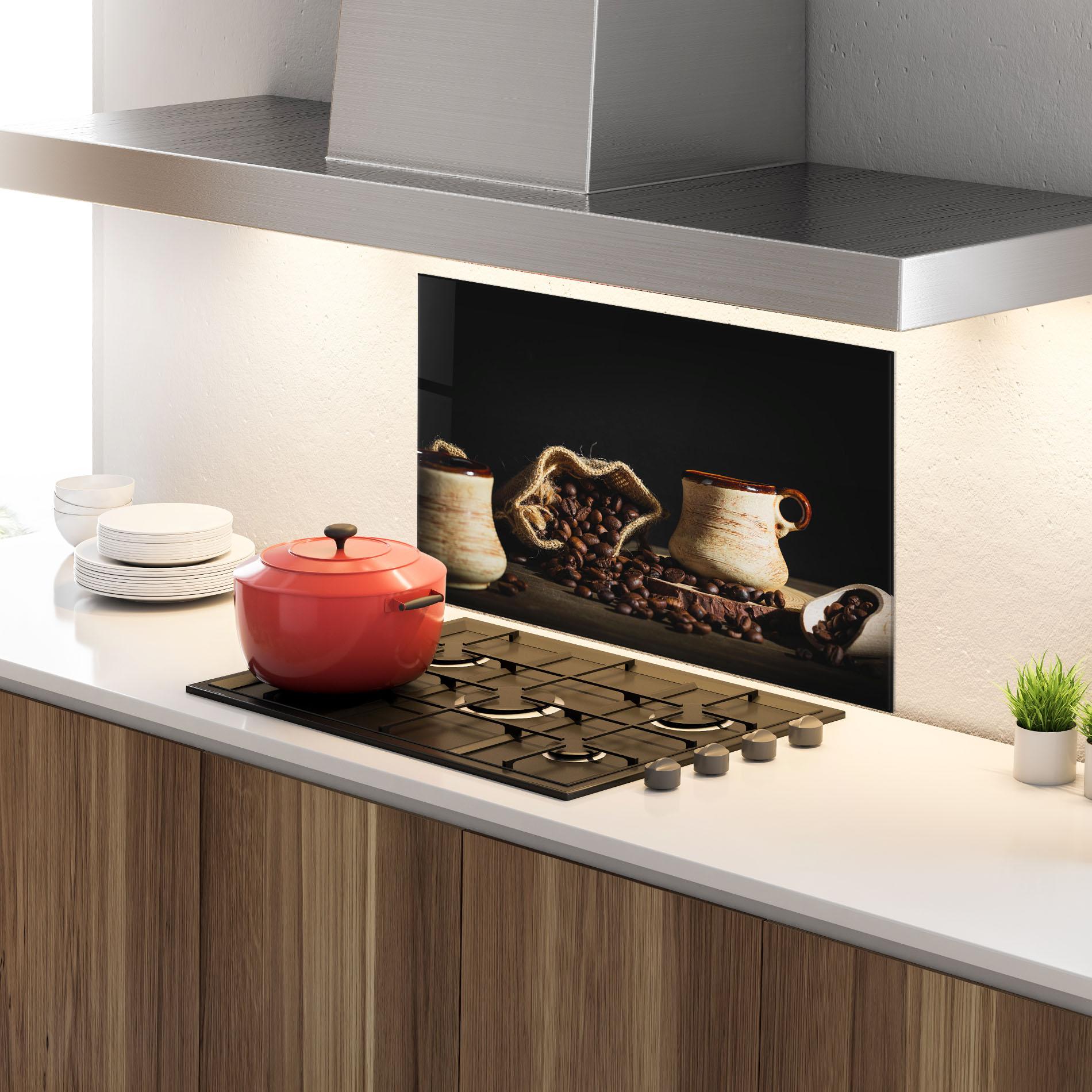 Küchenrückwand Glas Old Cup Of Coffee mockup 4