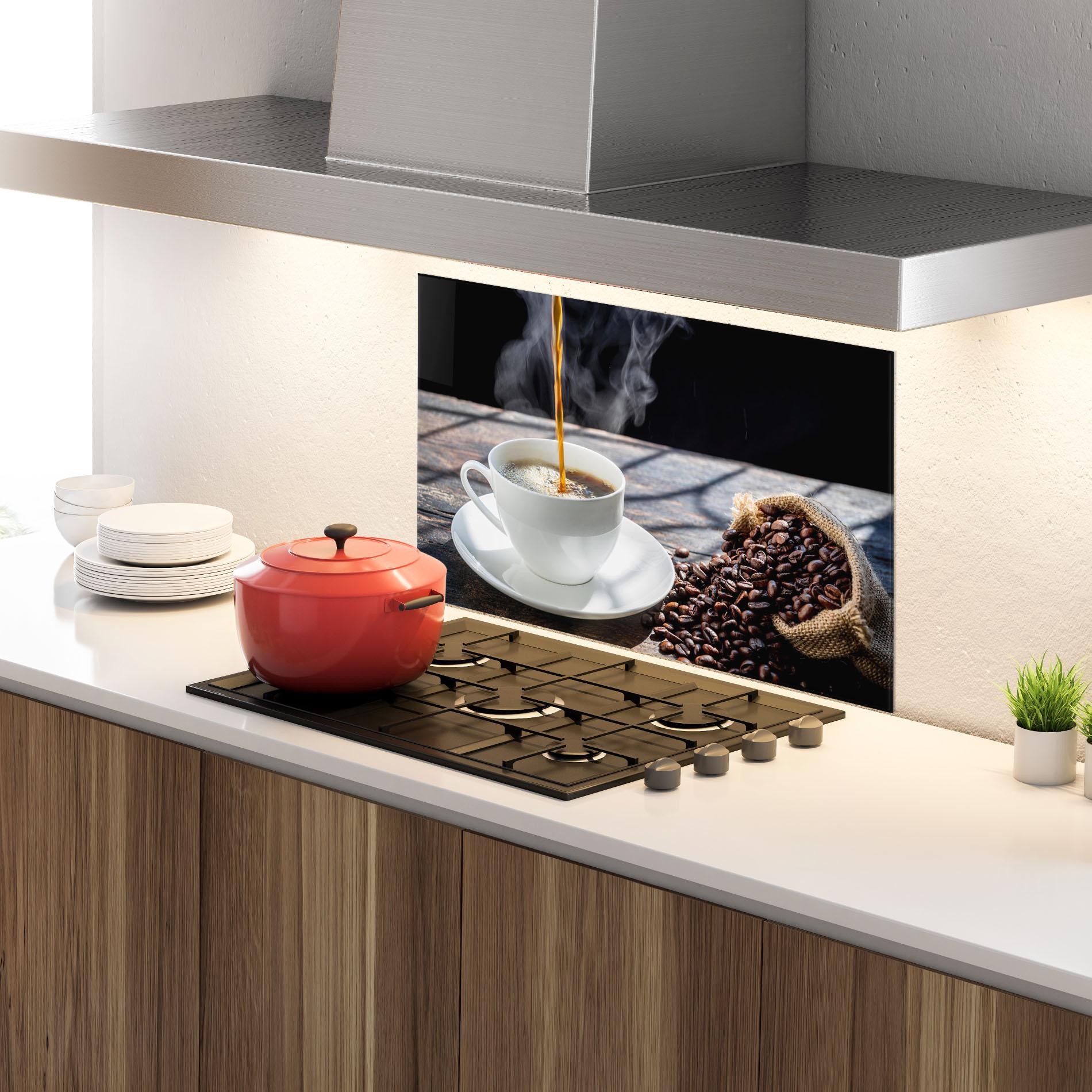 Küchenrückwand Glas Pouring Coffee mockup 4