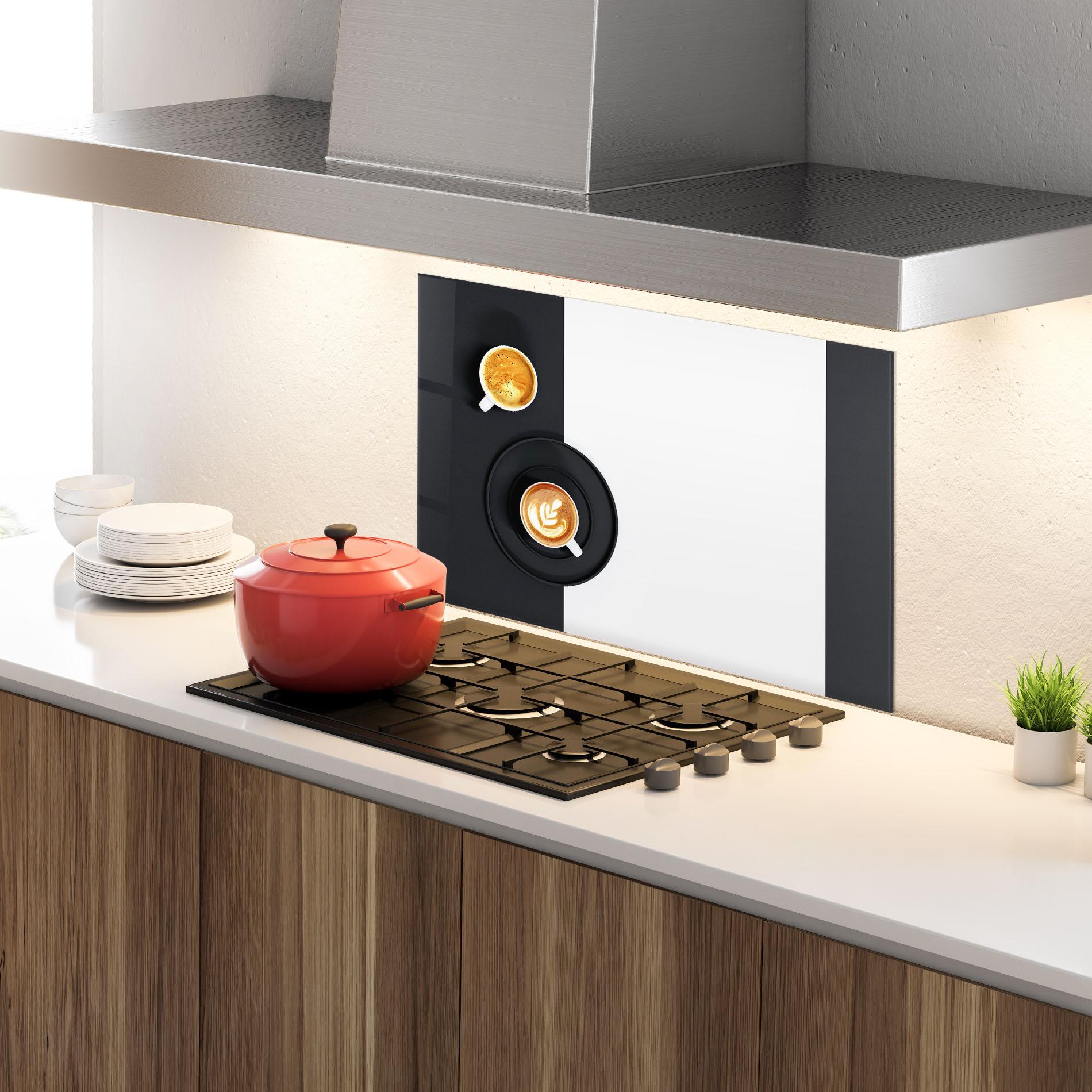 Küchenrückwand Glas White Coffee Cup mockup 4