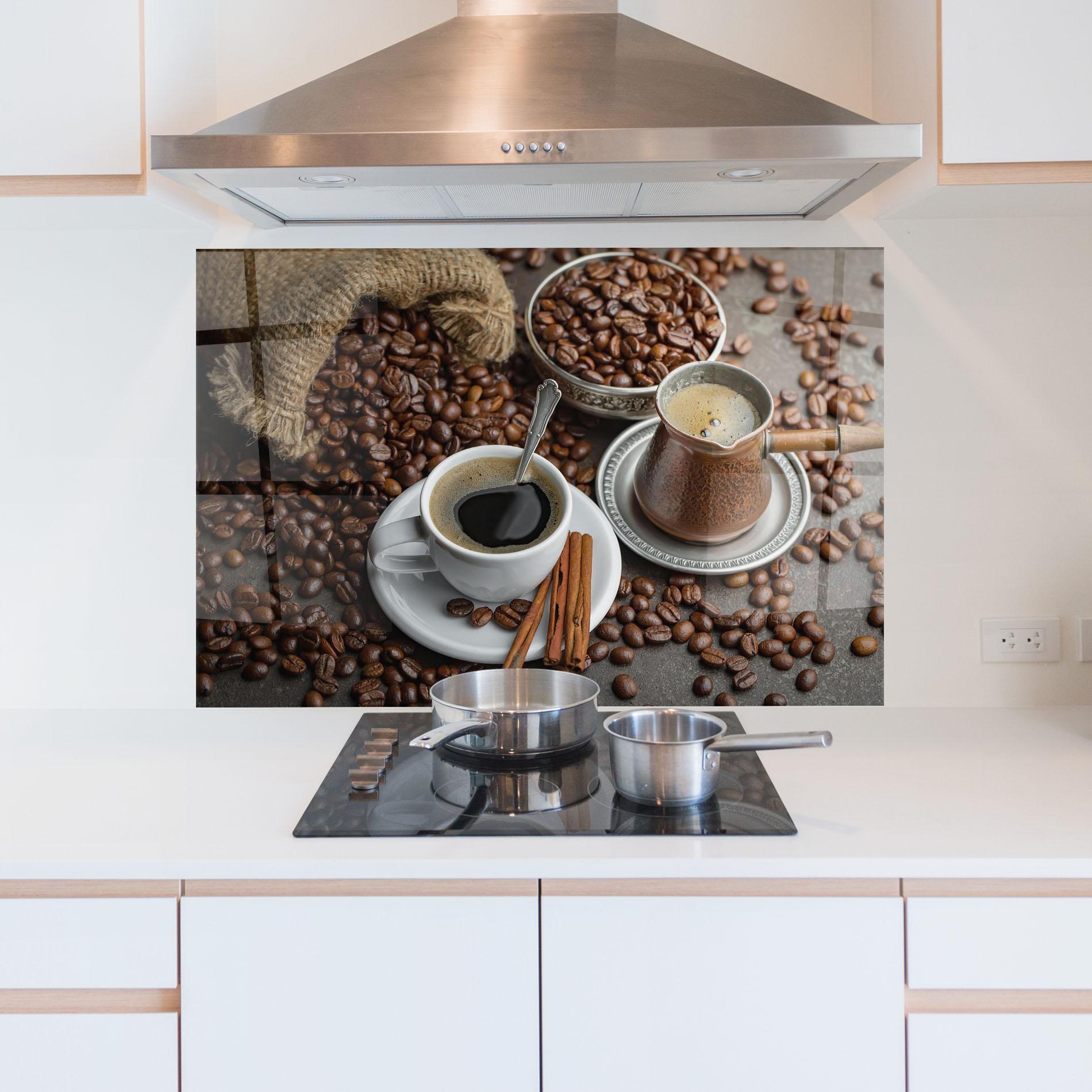 Küchenrückwand Glas Black Coffee Bean mockup 5