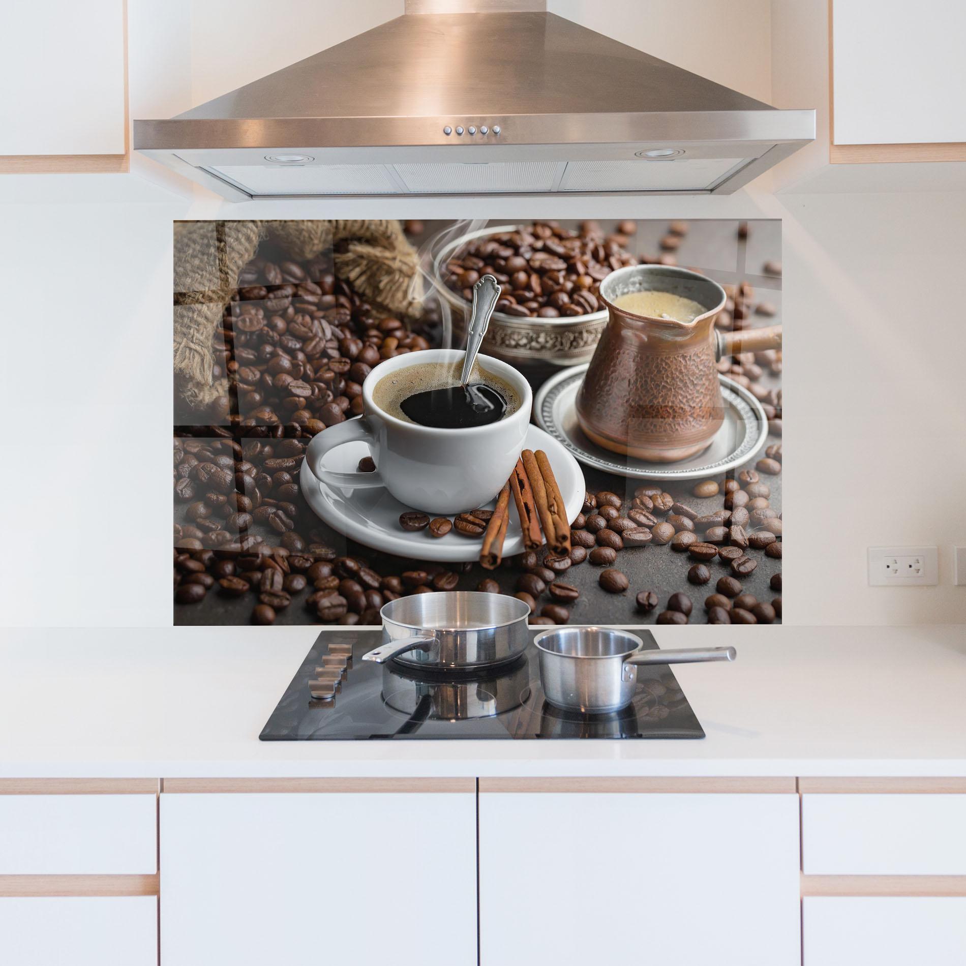 Küchenrückwand Glas Black Coffee Beans mockup 5