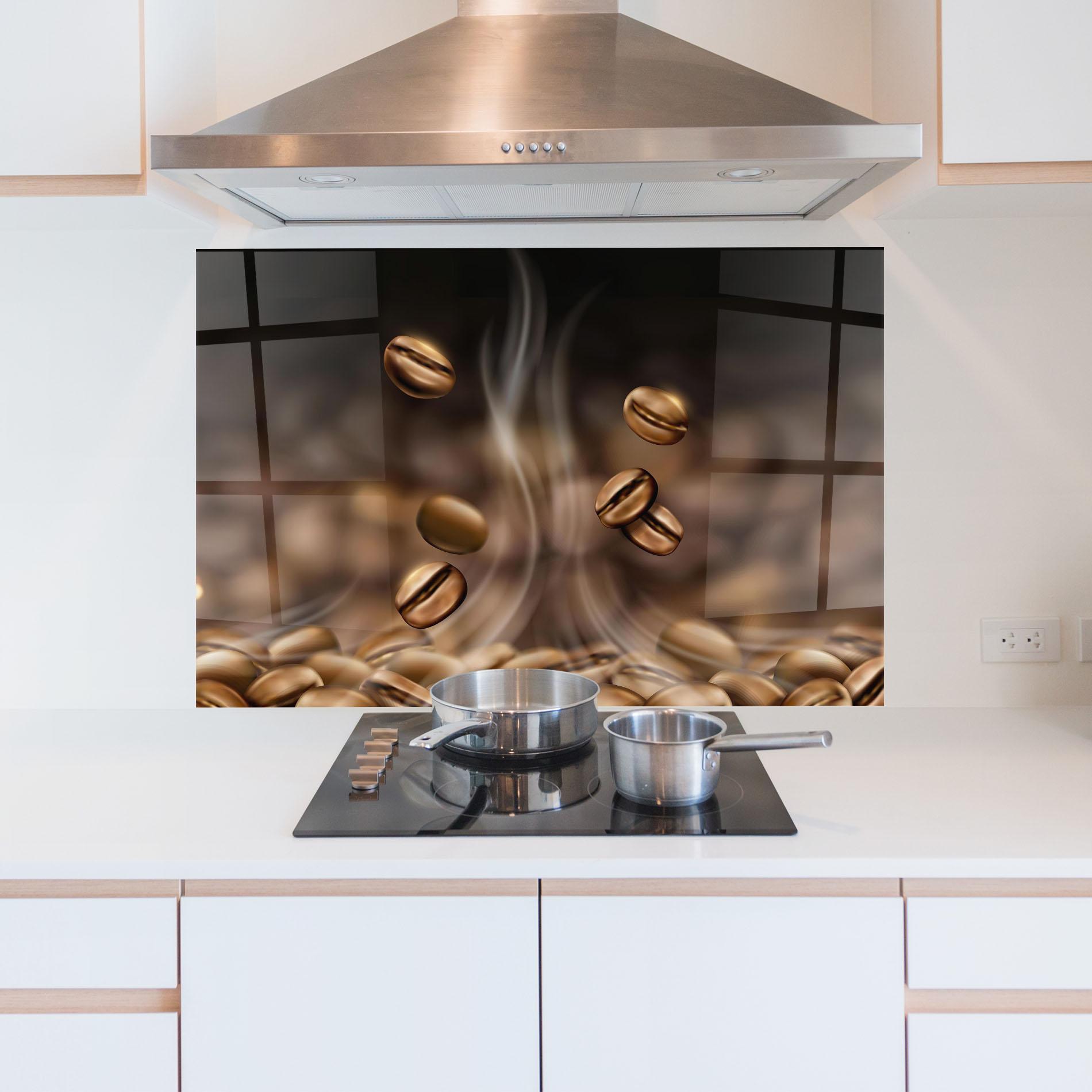 Küchenrückwand Glas Coffee Smoke mockup 5