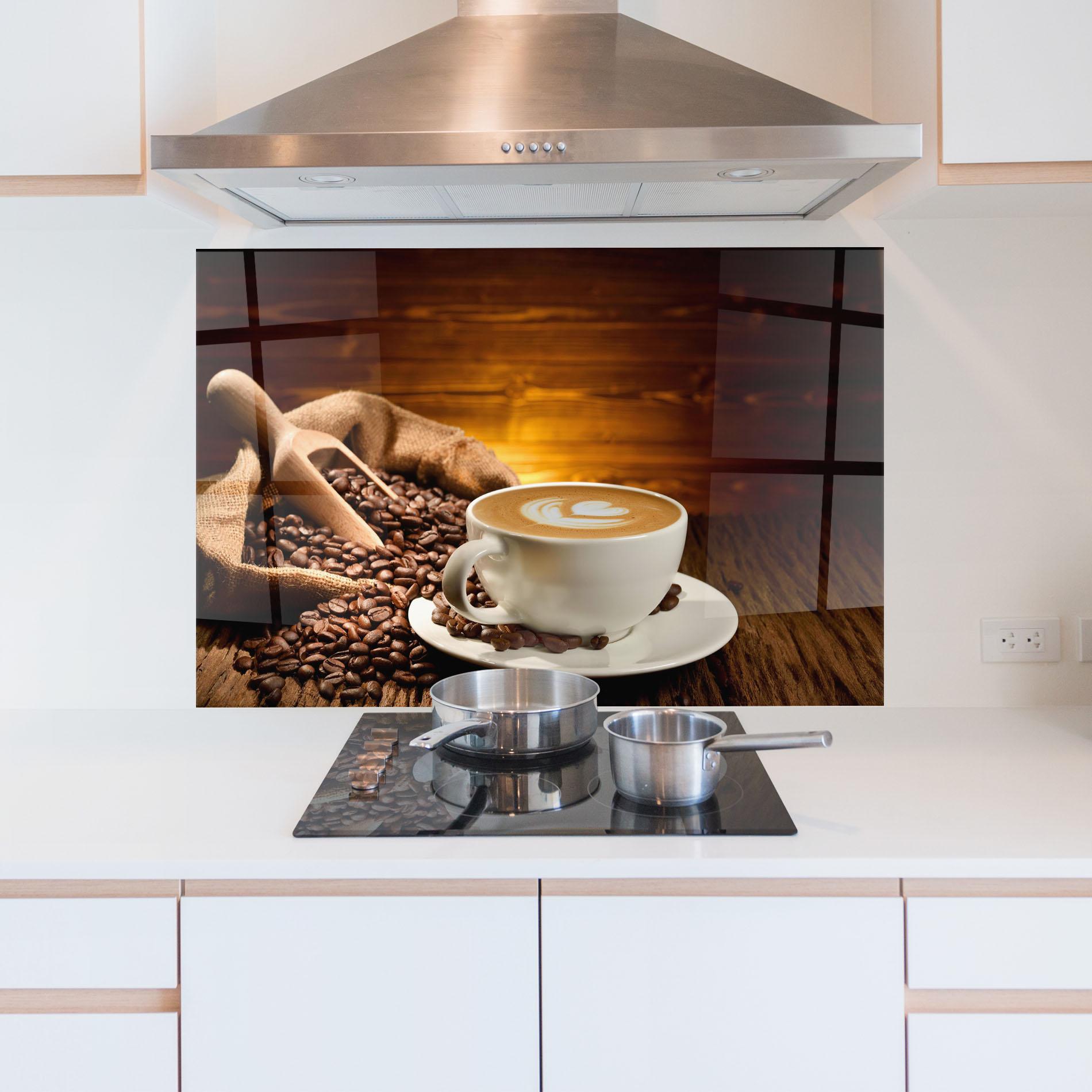Küchenrückwand Glas Latte Coffee mockup 5
