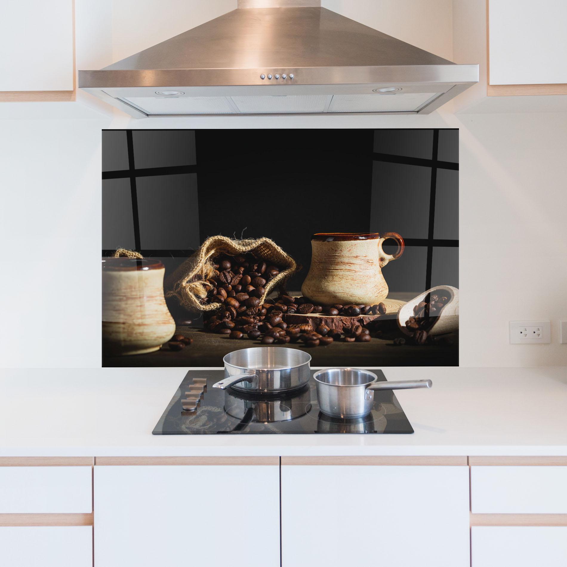Küchenrückwand Glas Old Cup Of Coffee mockup 5