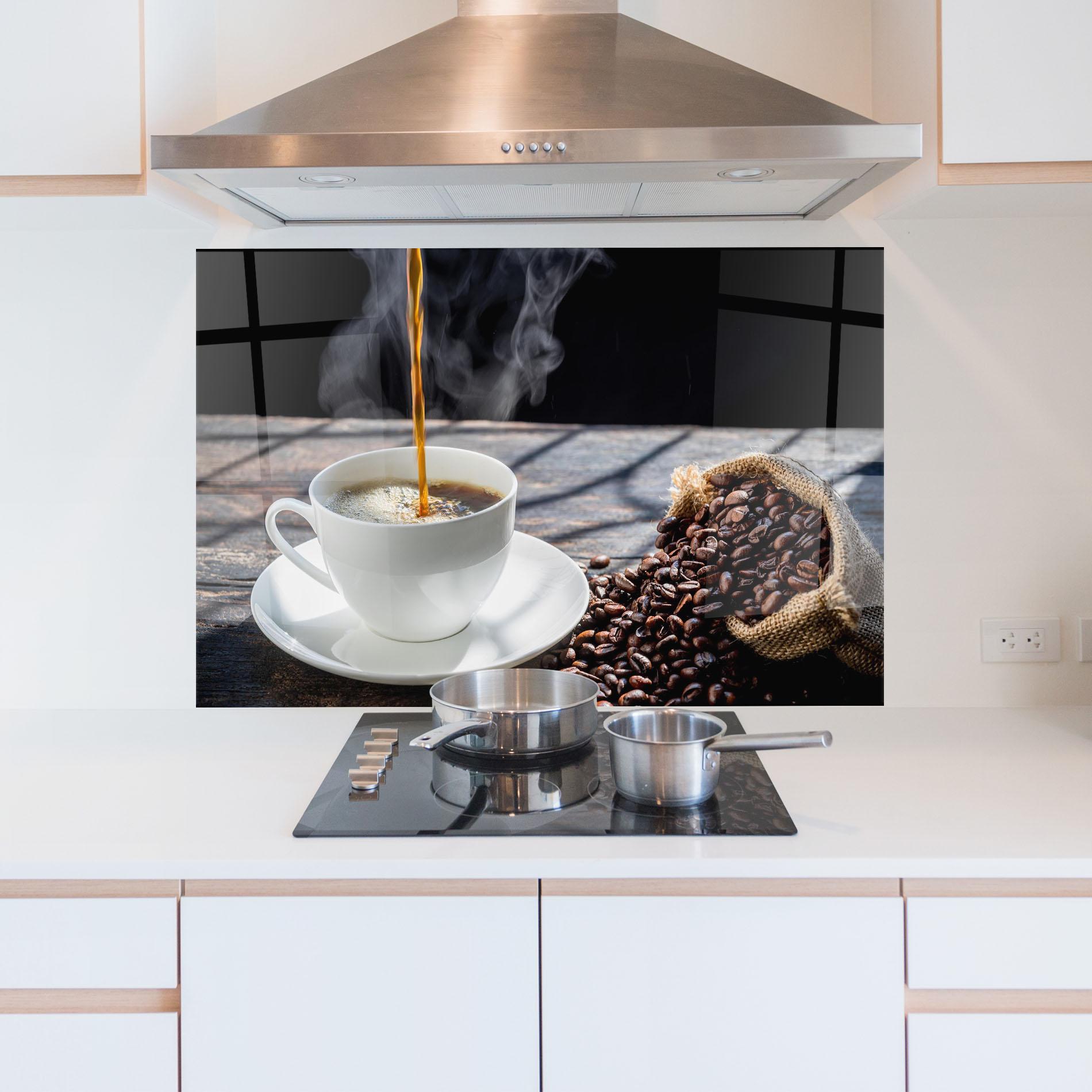 Küchenrückwand Glas Pouring Coffee mockup 5