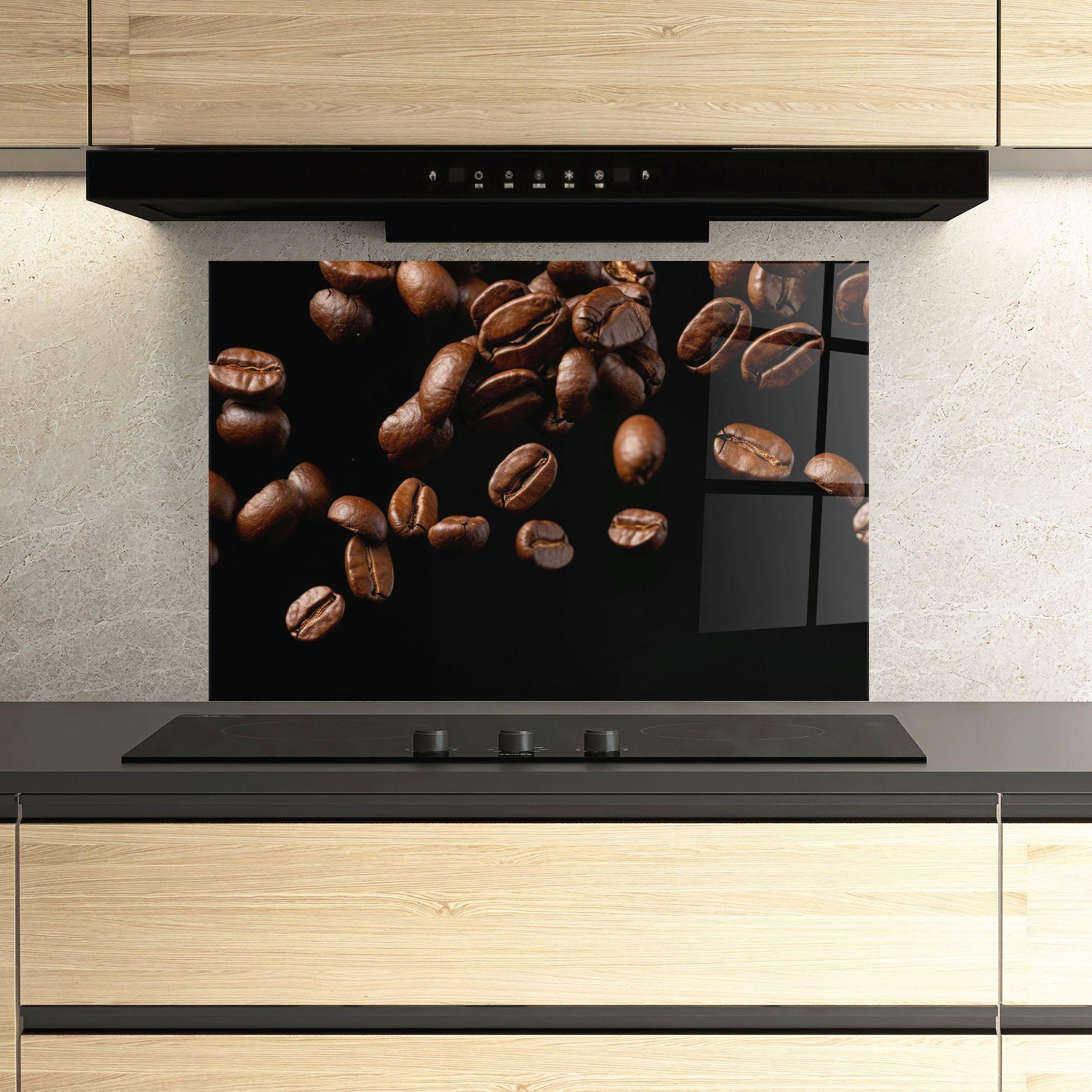Küchenrückwand Glas Coffee Beans Floating mockup 3
