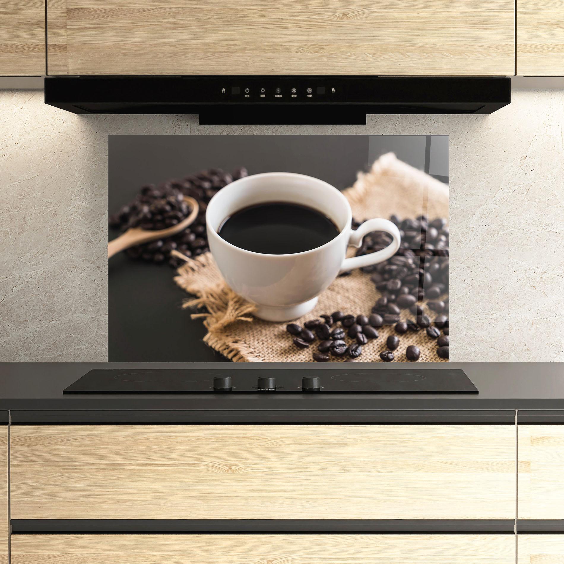 Küchenrückwand Glas Dark Beans Coffee mockup 3