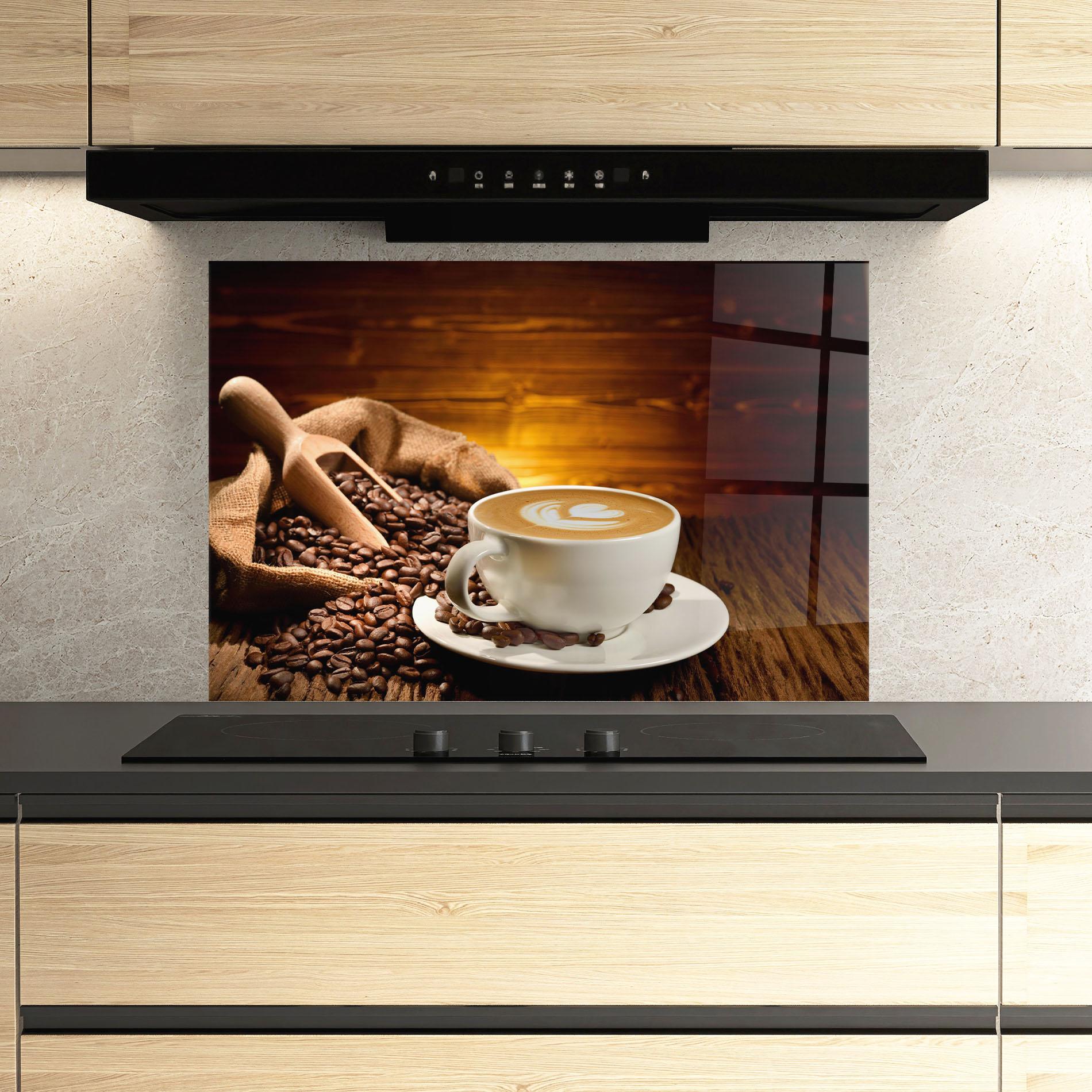 Küchenrückwand Glas Latte Coffee mockup 3