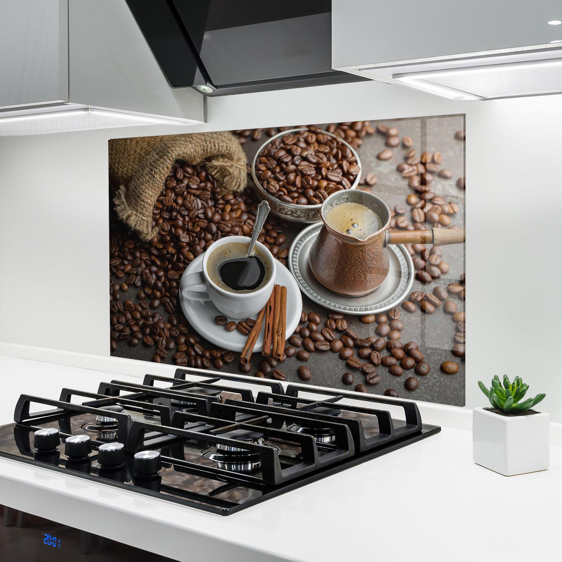 Küchenrückwand Glas Black Coffee Bean mockup 6