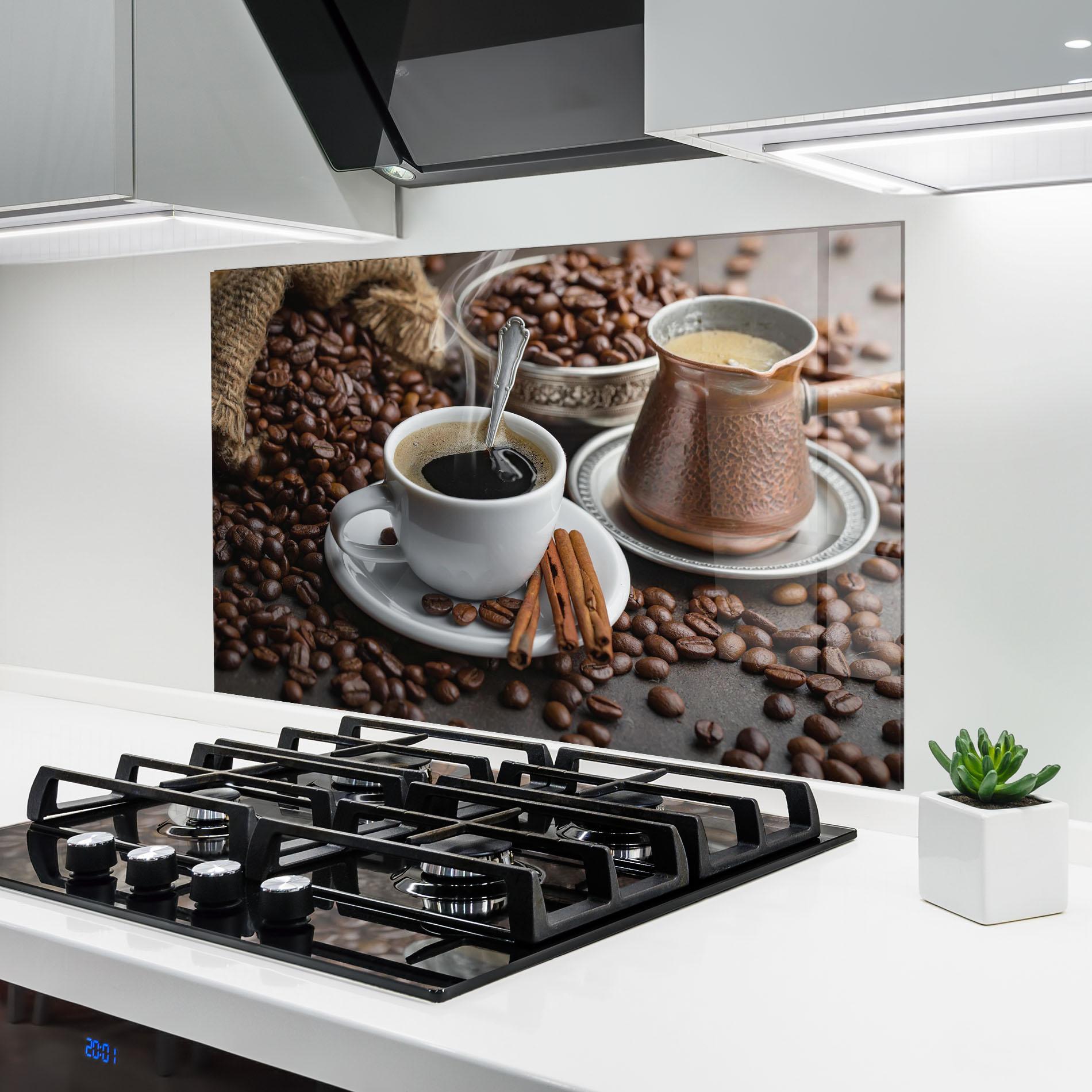 Küchenrückwand Glas Black Coffee Beans mockup 6