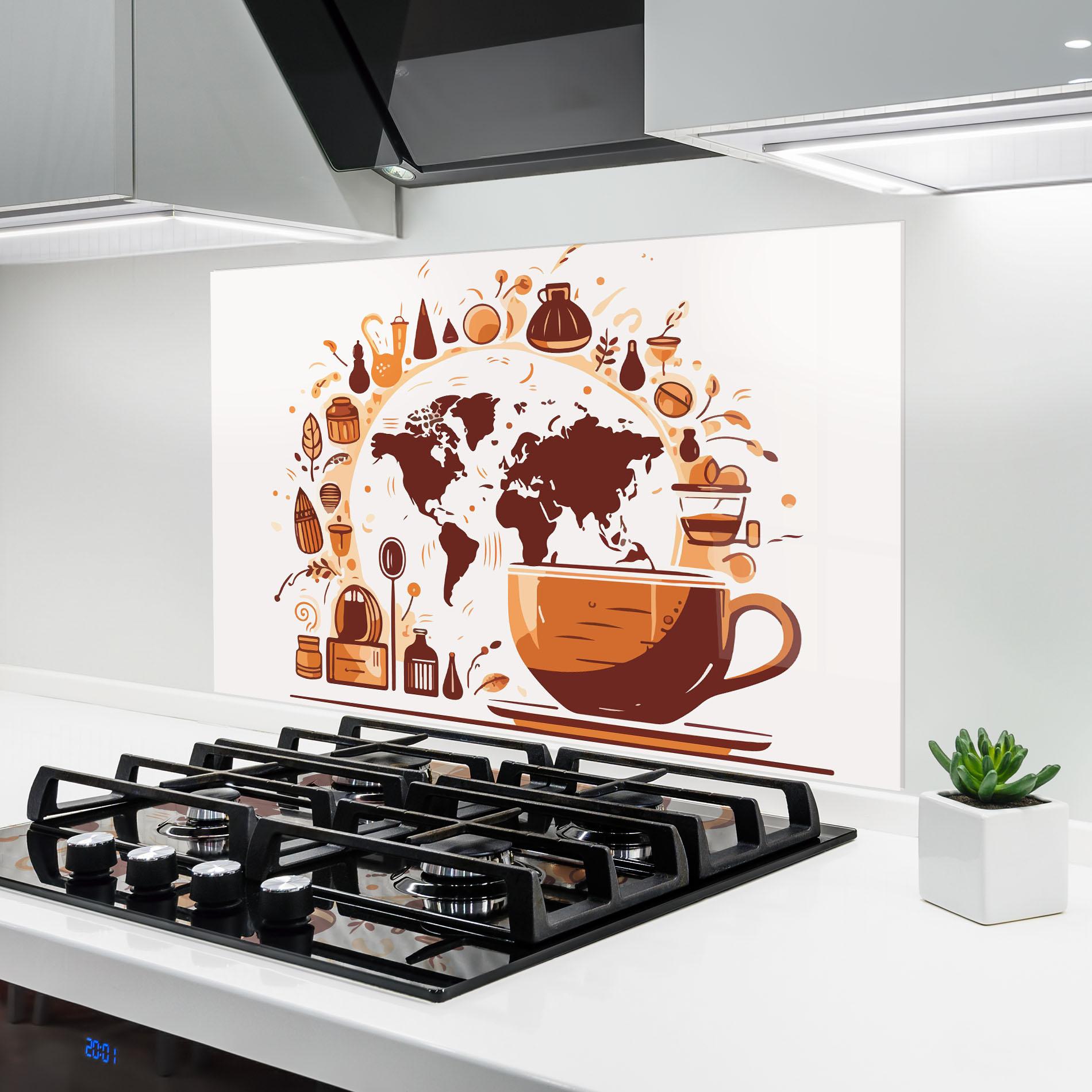 Küchenrückwand Glas Coffee Map mockup 6
