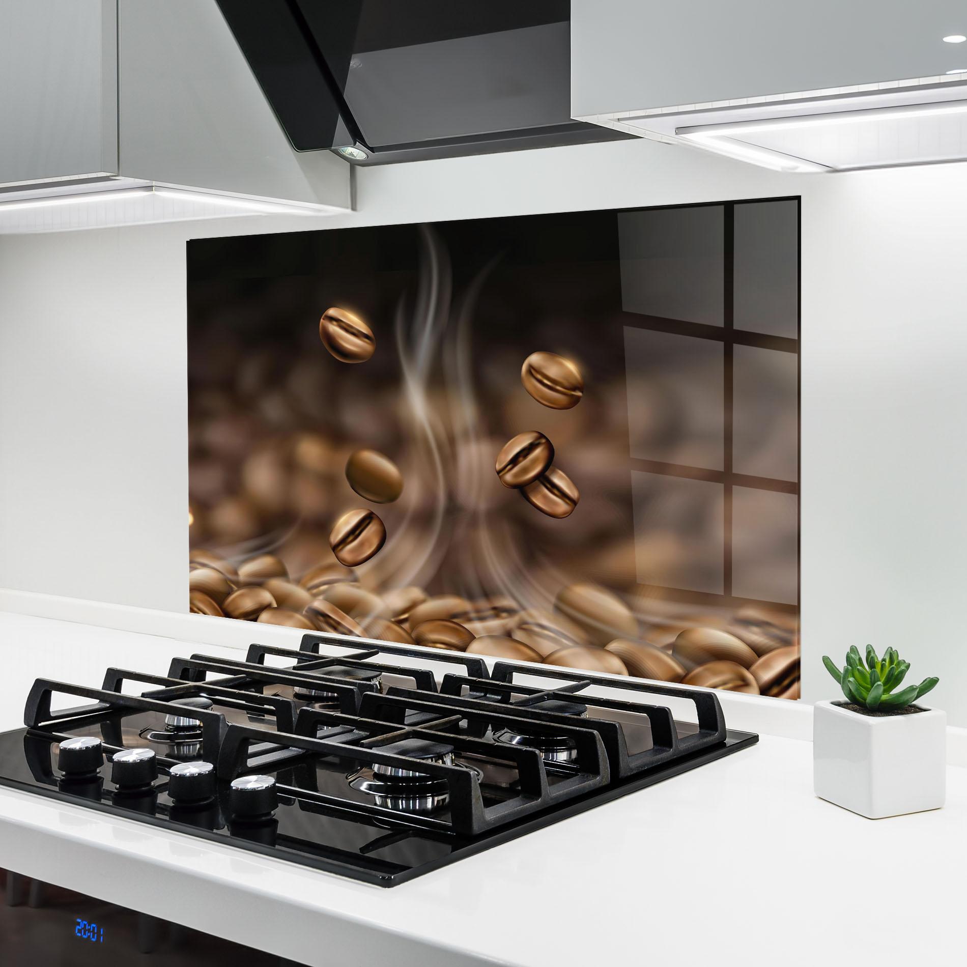 Küchenrückwand Glas Coffee Smoke mockup 6