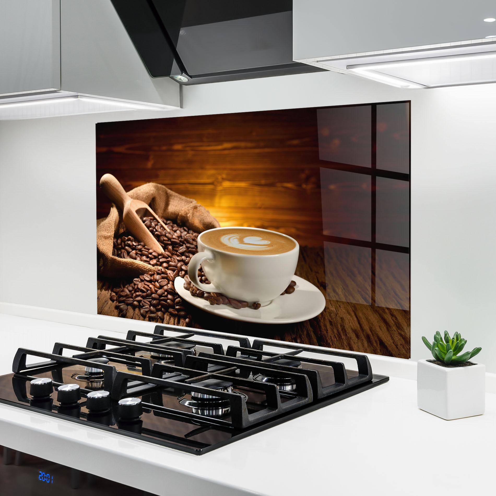 Küchenrückwand Glas Latte Coffee mockup 6