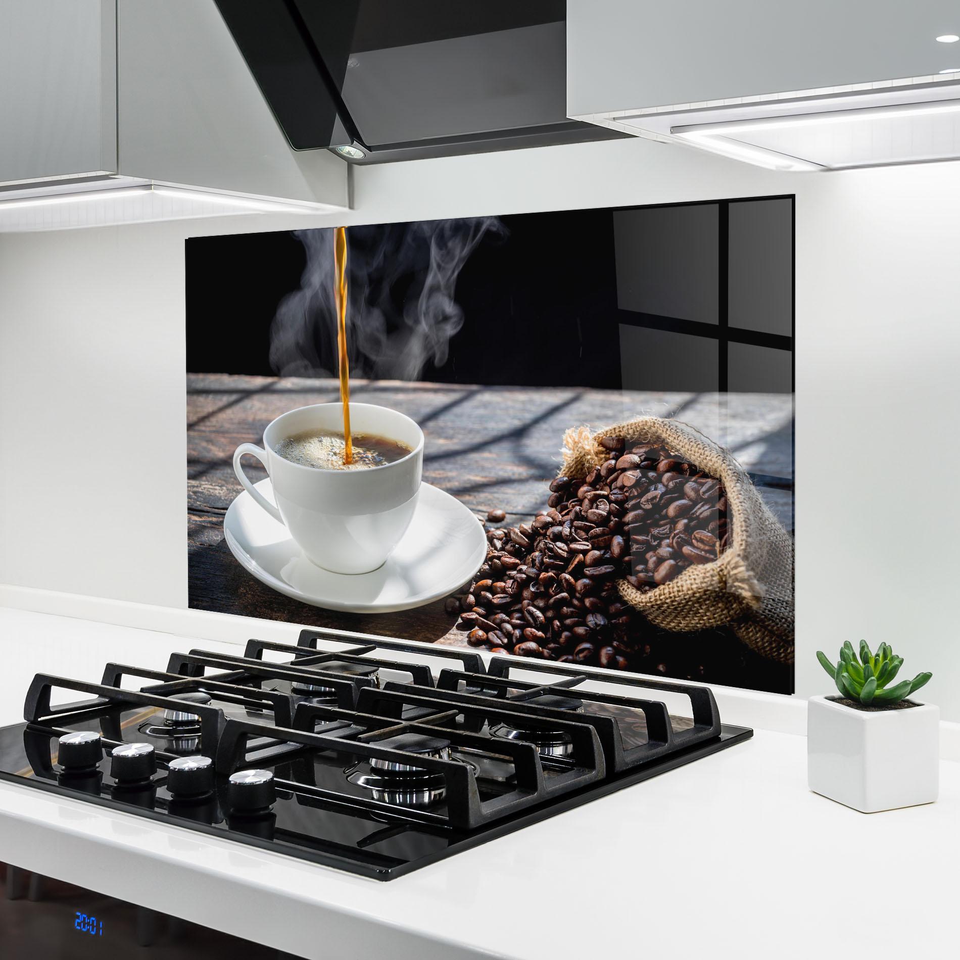 Küchenrückwand Glas Pouring Coffee mockup 6