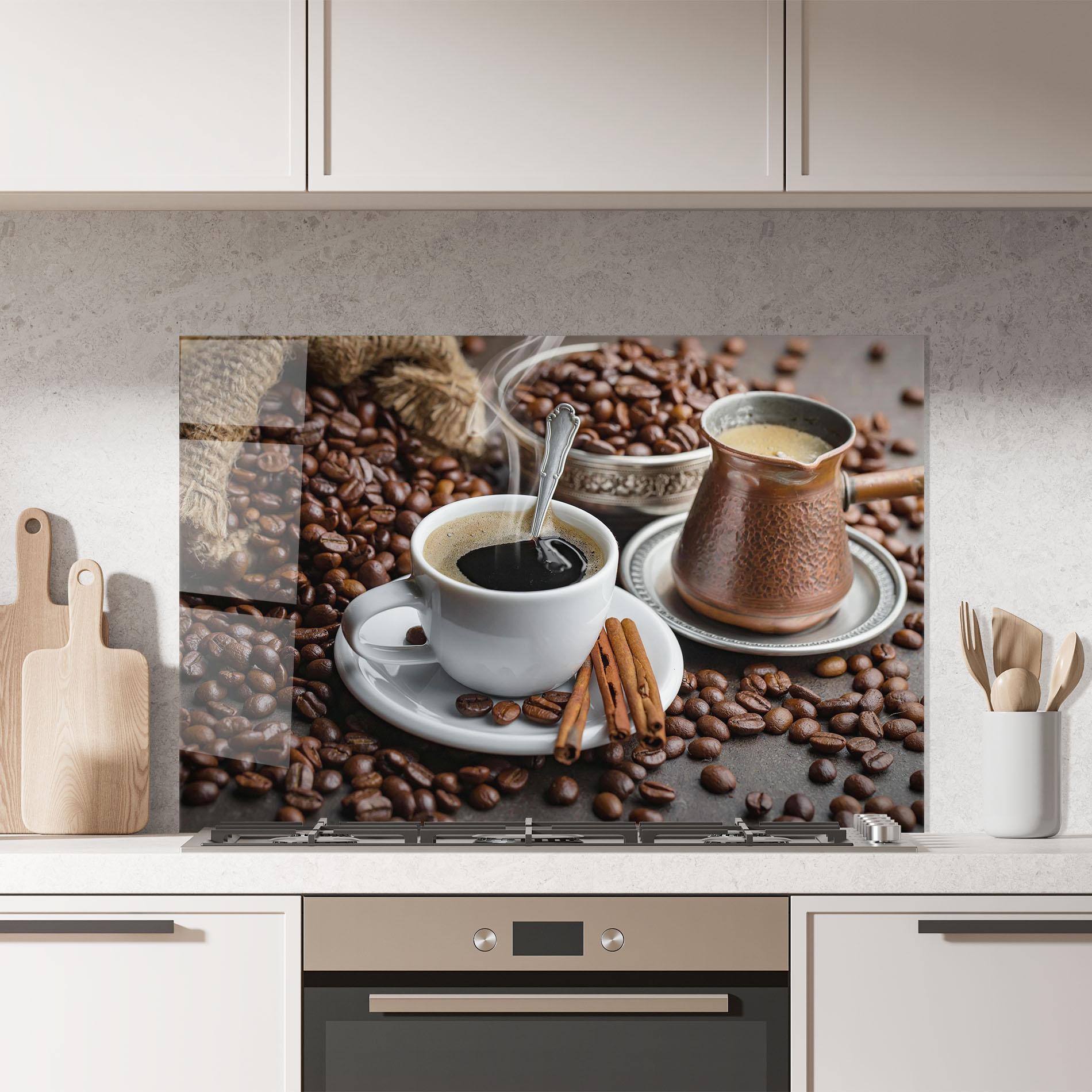 Küchenrückwand Glas Black Coffee Beans mockup 7