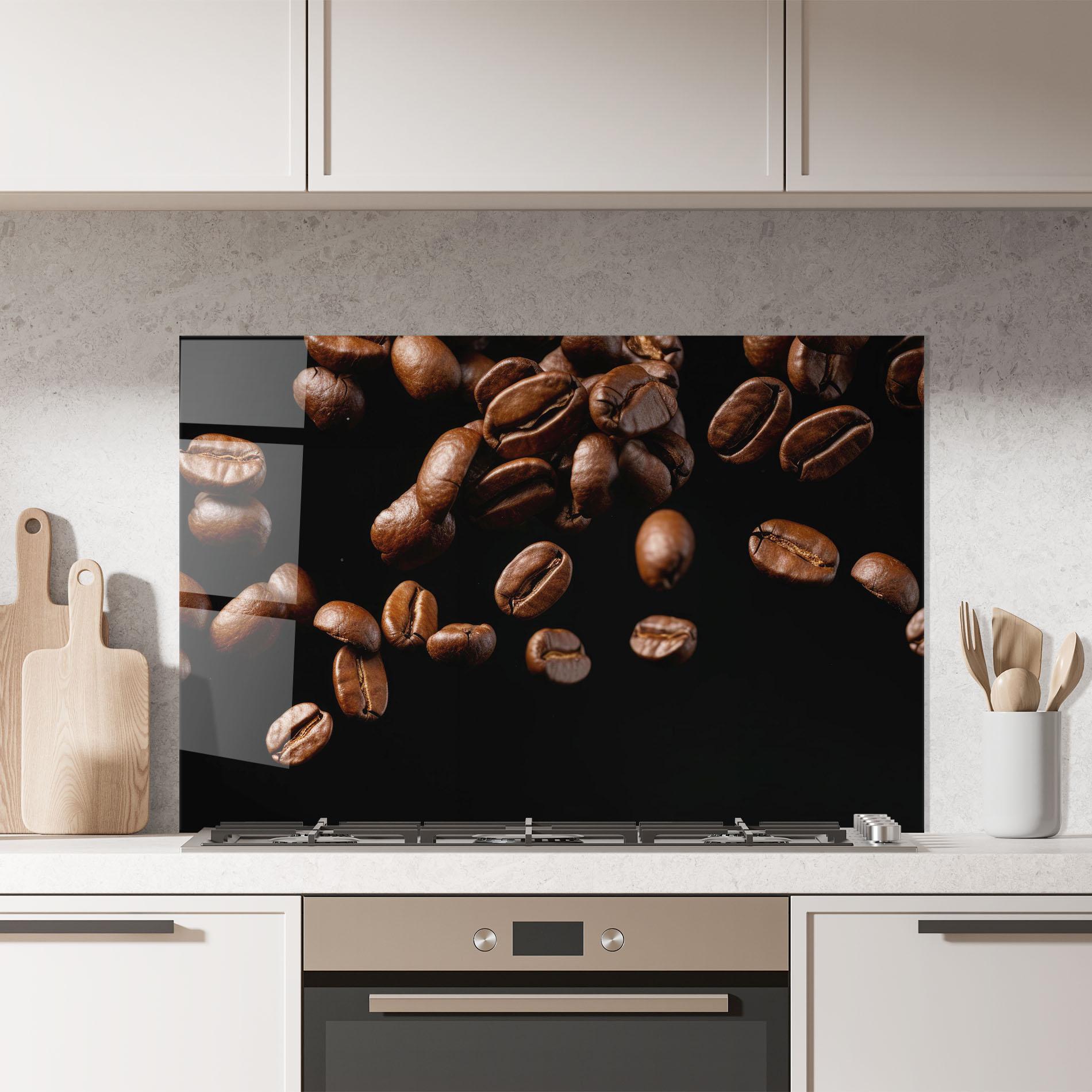 Küchenrückwand Glas Coffee Beans Floating mockup 7