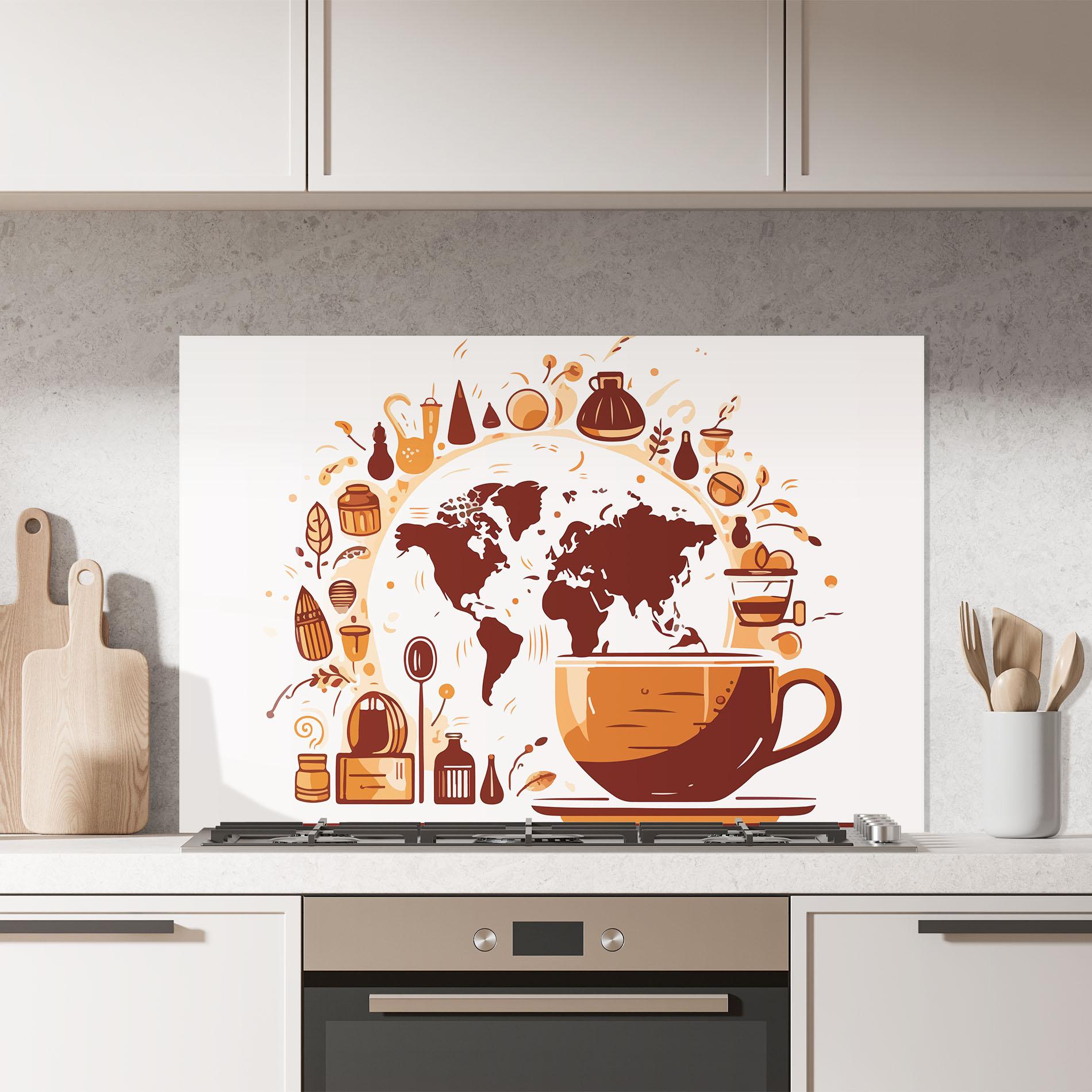 Küchenrückwand Glas Coffee Map mockup 7