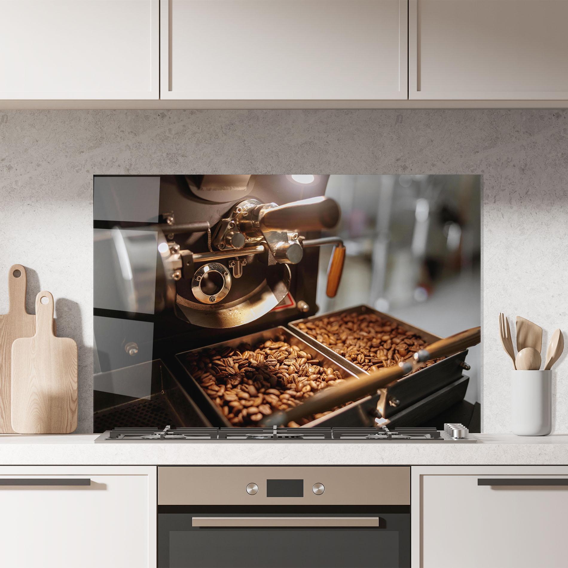 Küchenrückwand Glas Industrial Coffee Machine mockup 7