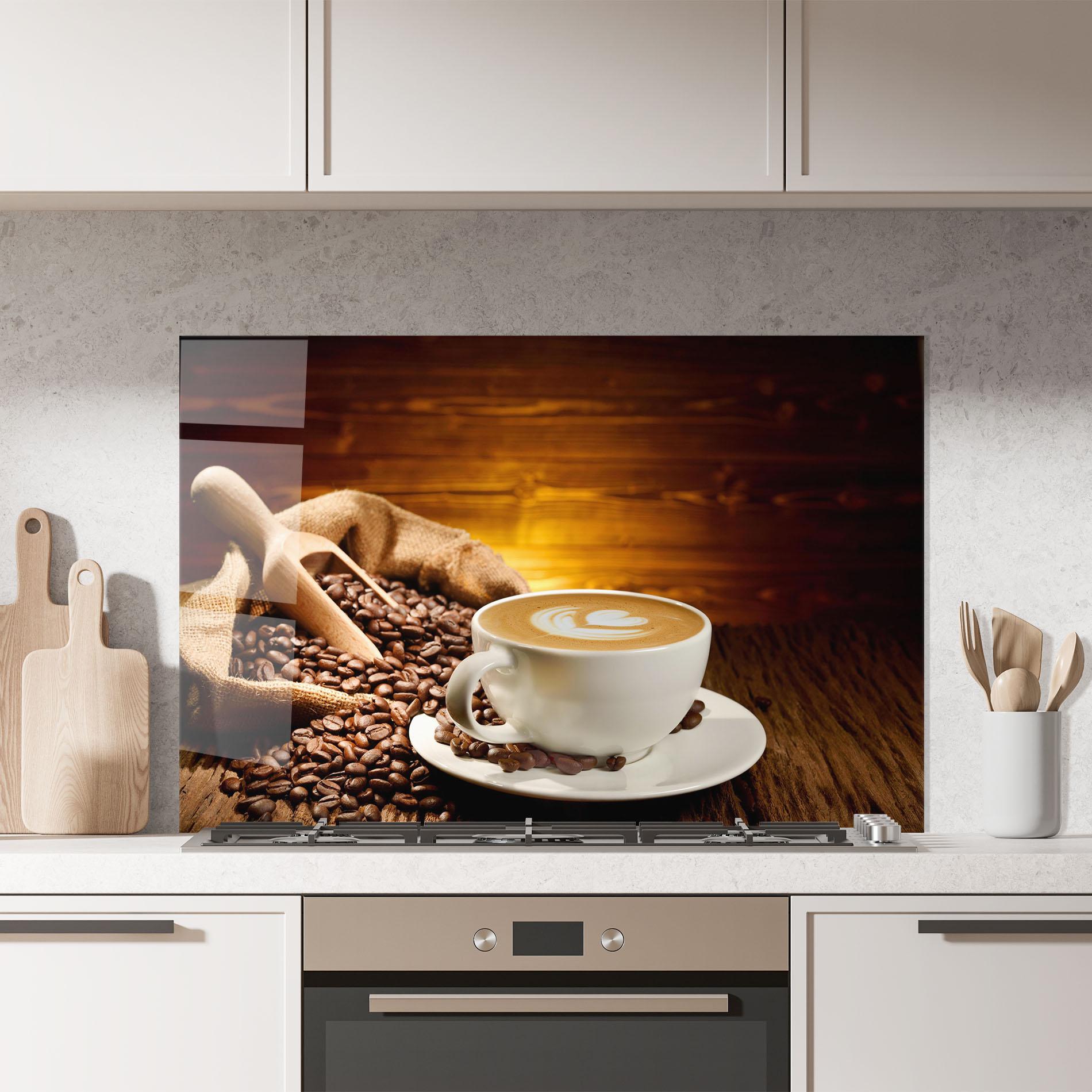 Küchenrückwand Glas Latte Coffee mockup 7