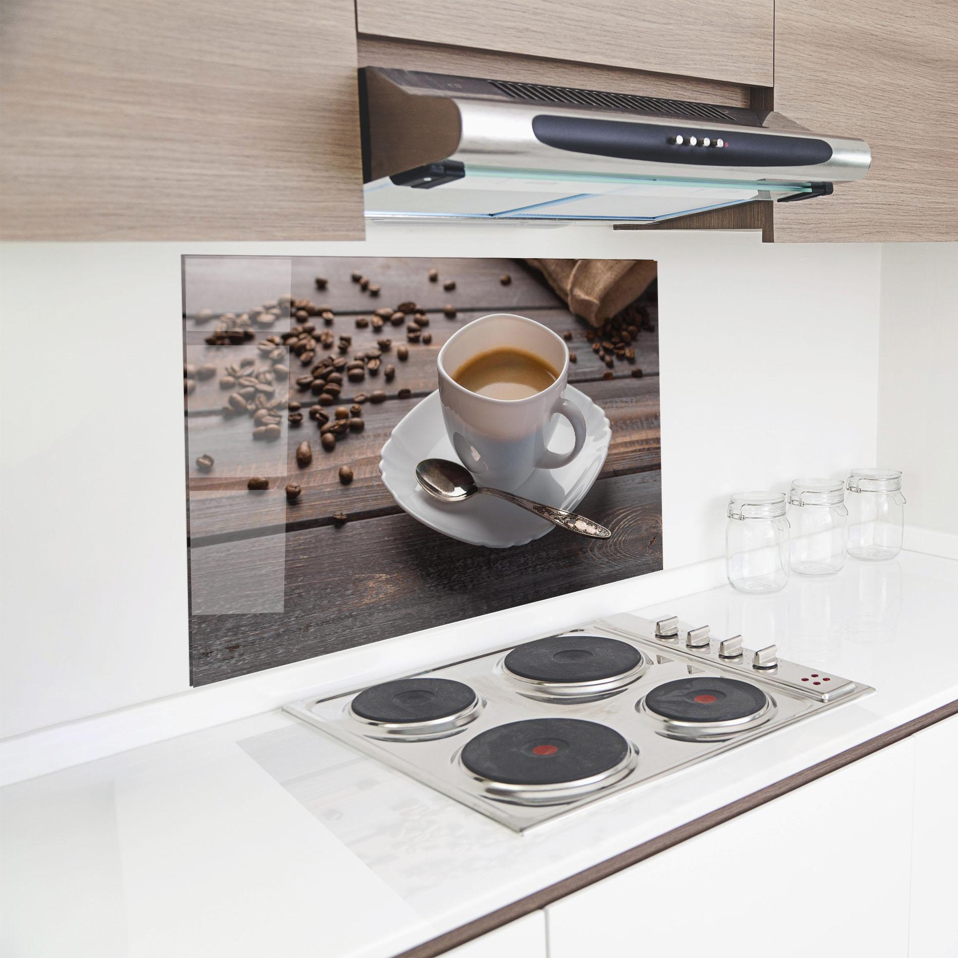 Küchenrückwand Glas Aroma Coffee mockup 8